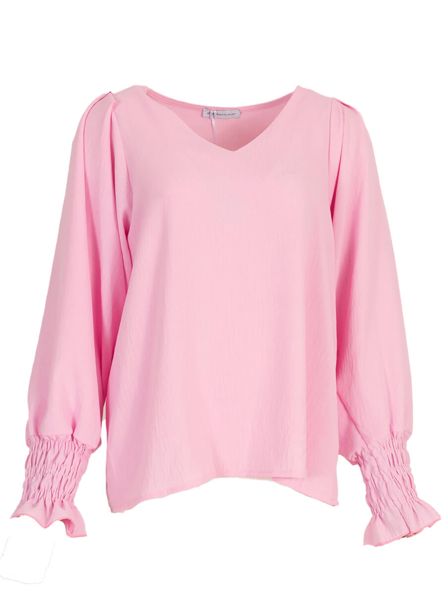 Lichtroze vhals blouse