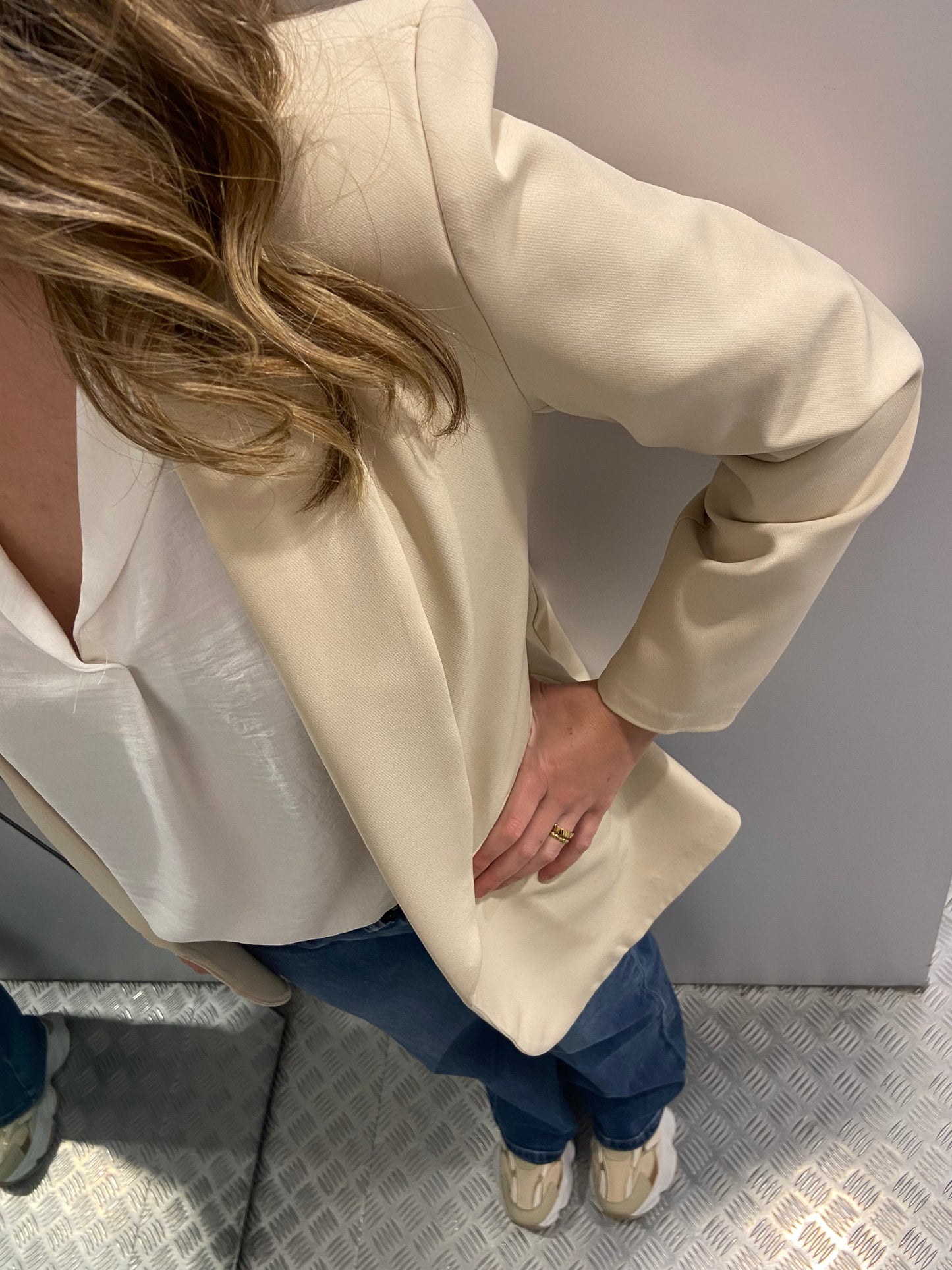Beige getailleerde blazer