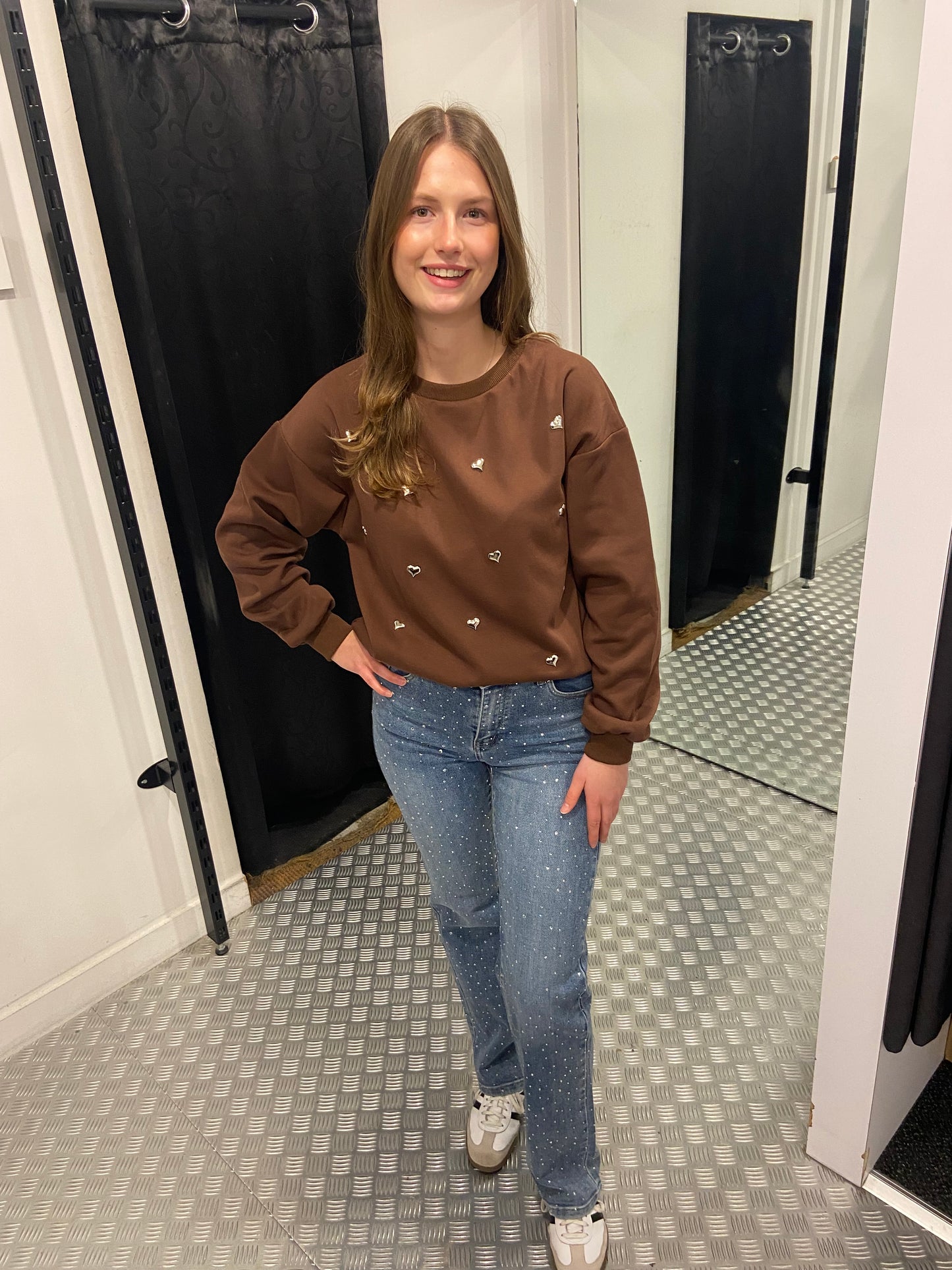 Brown hearts sweater