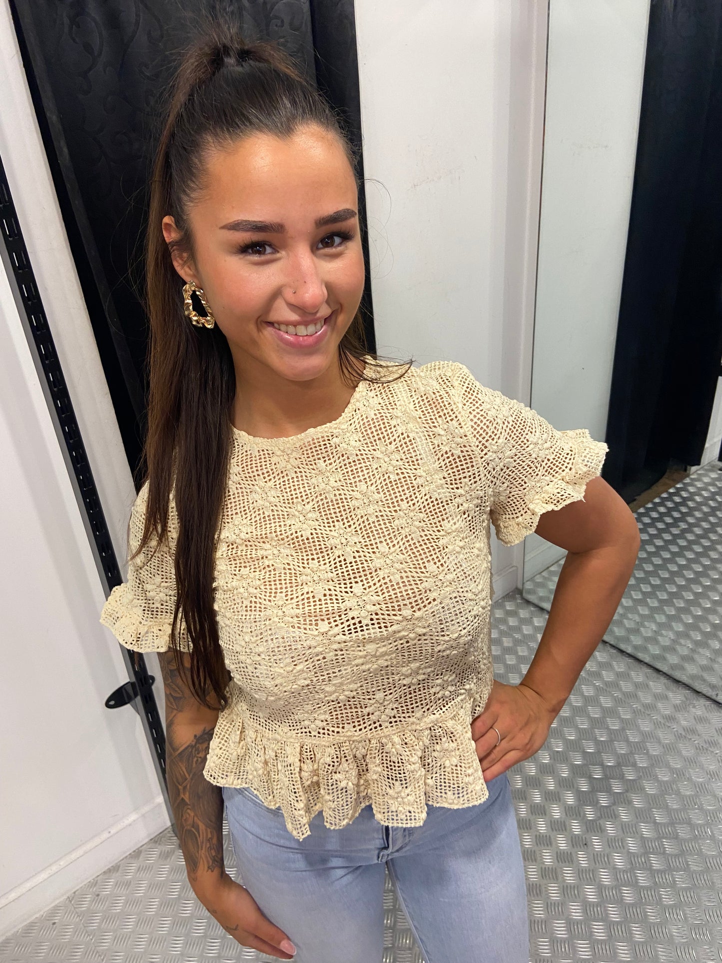 Yellow peplum top