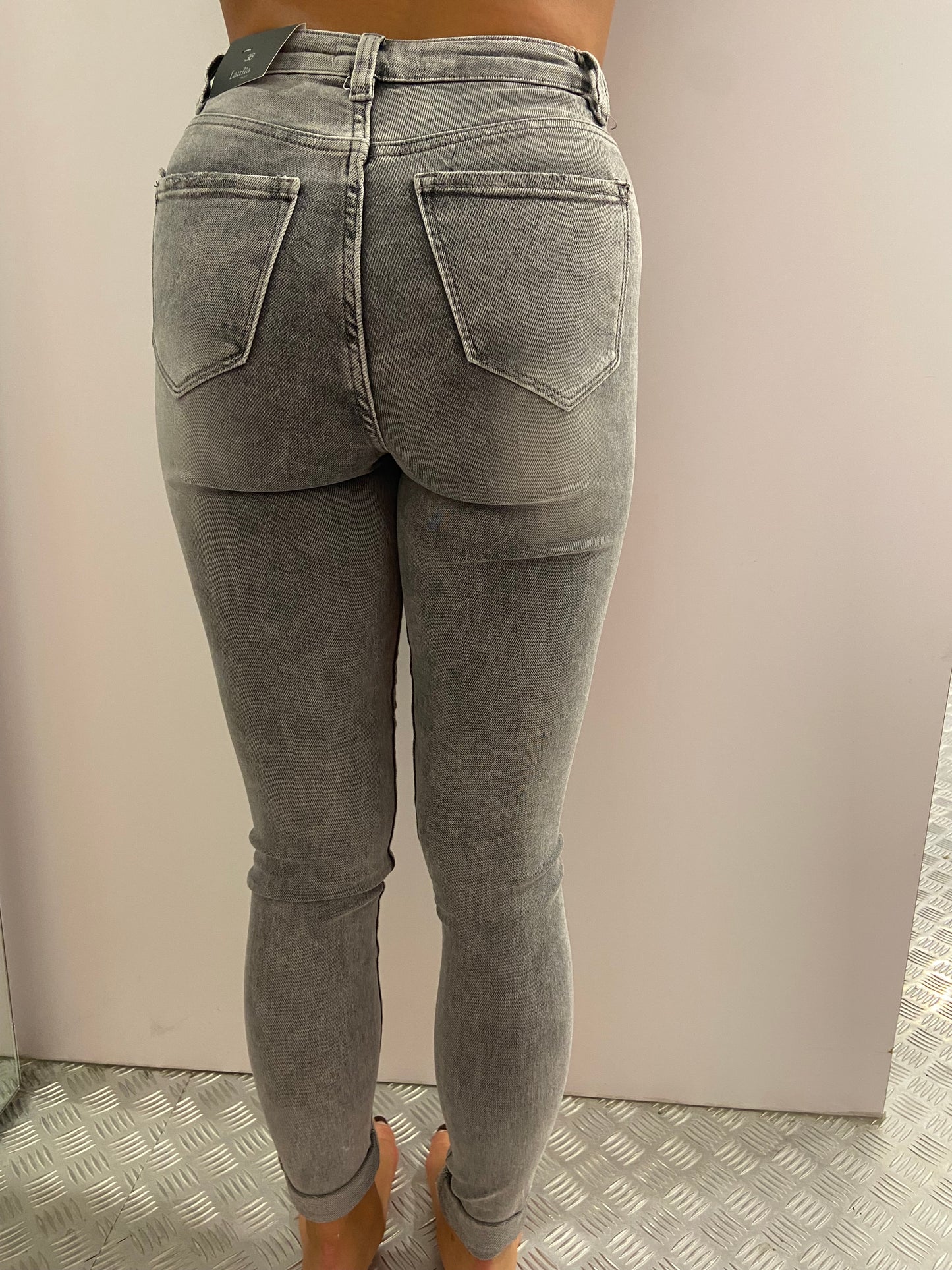 Grijze high waisted skinny laulia