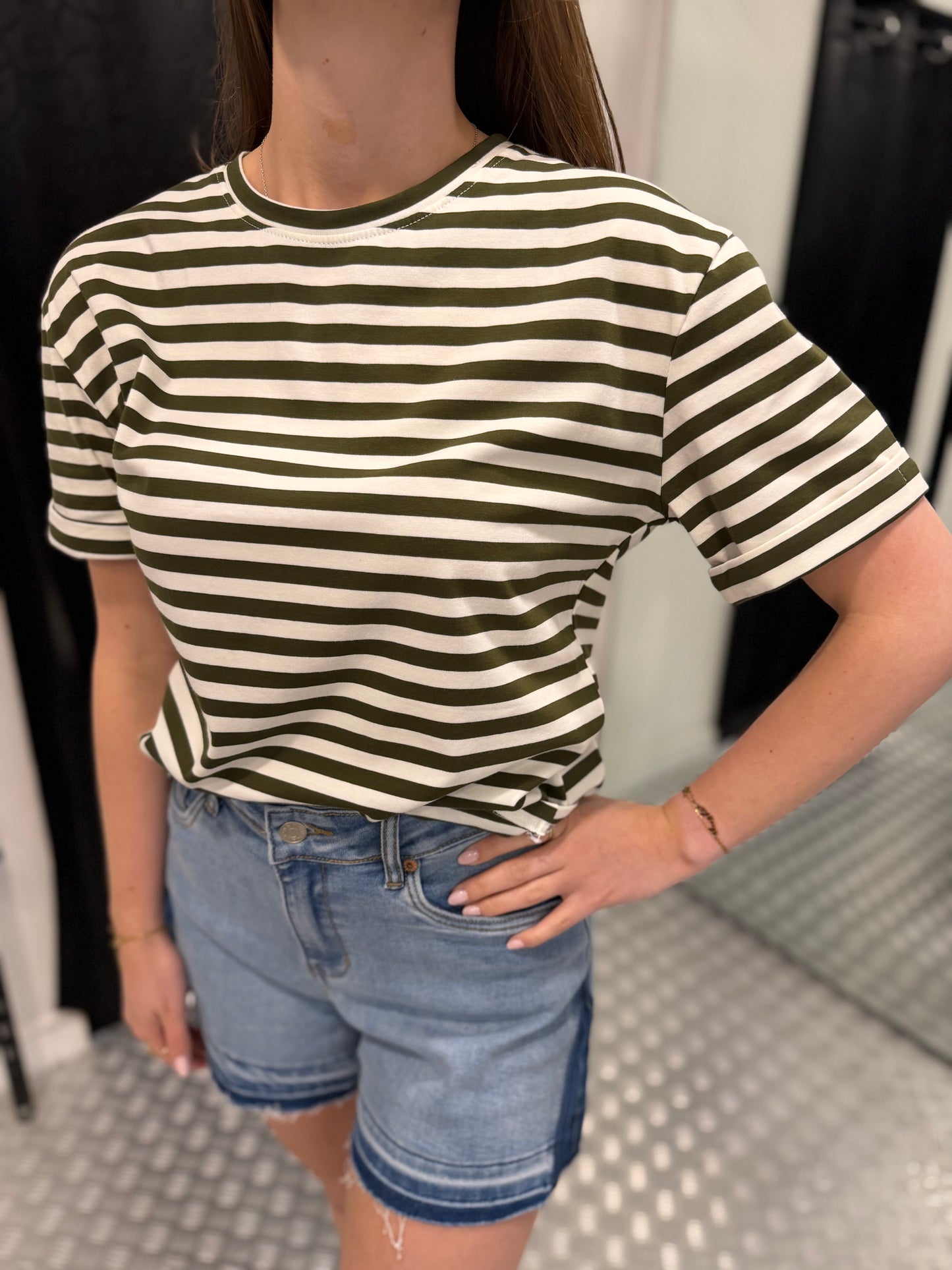 Green striped tshirt