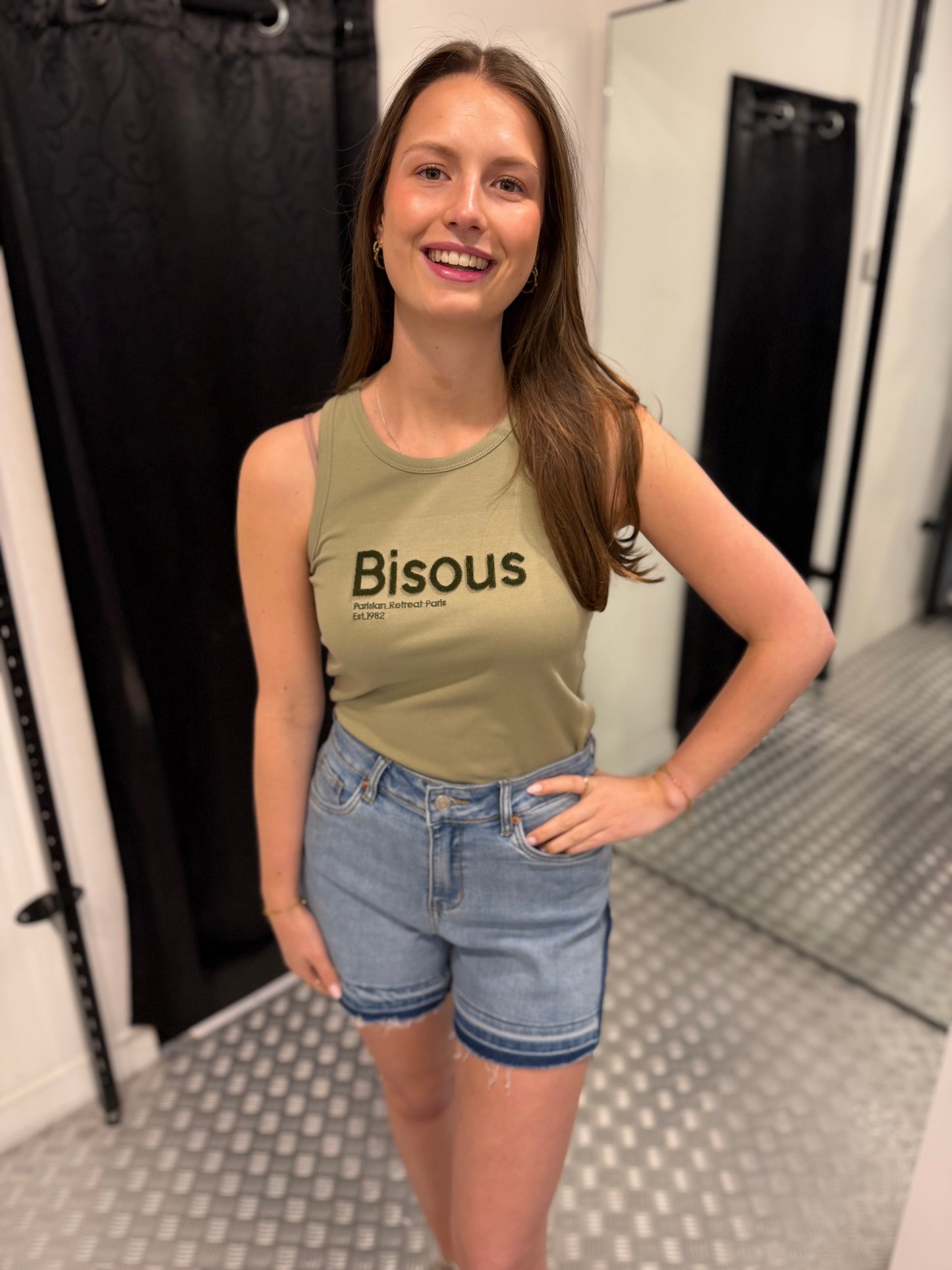 Bisous green cotton top