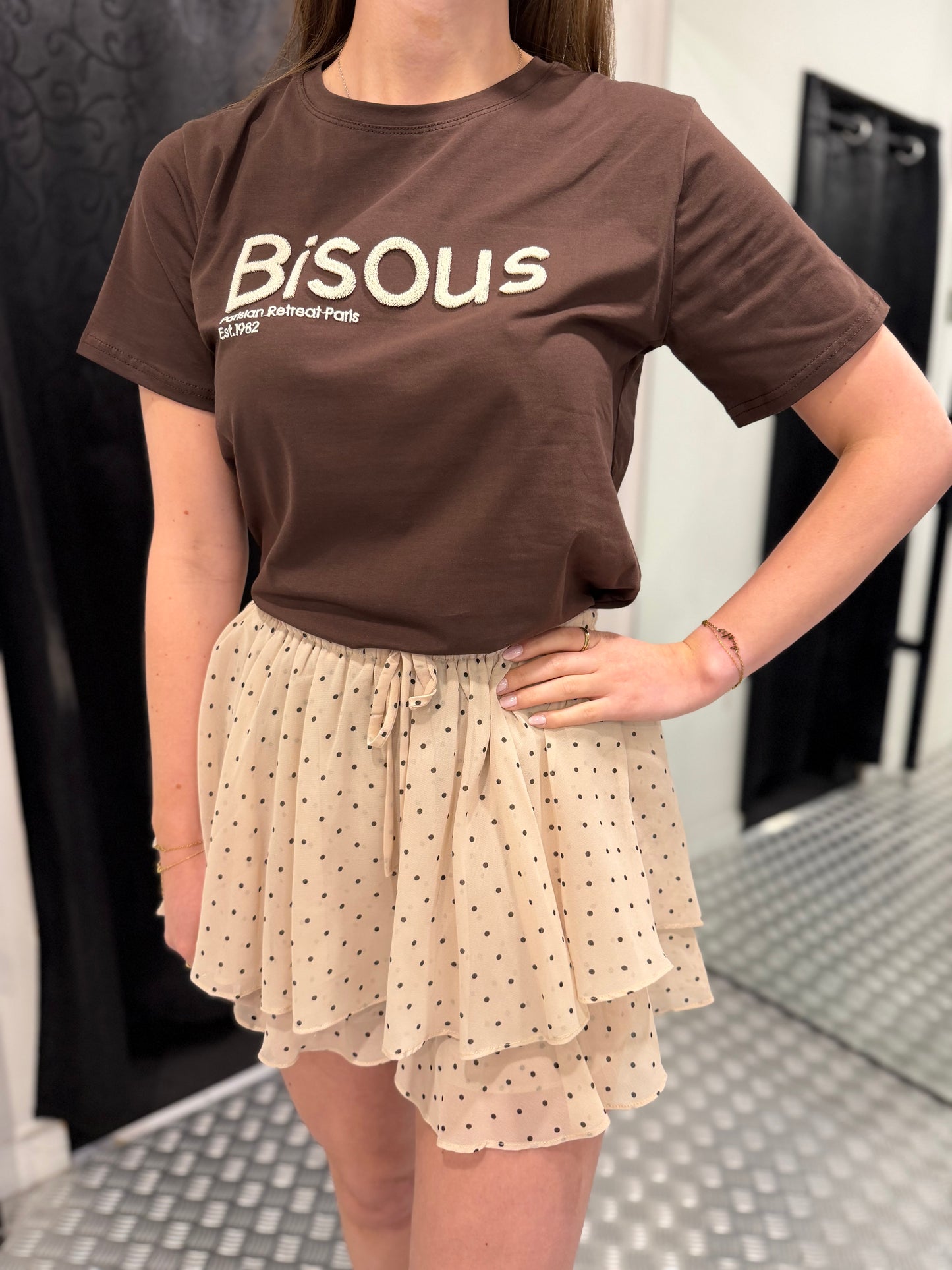 Dottie ruffle skort beige