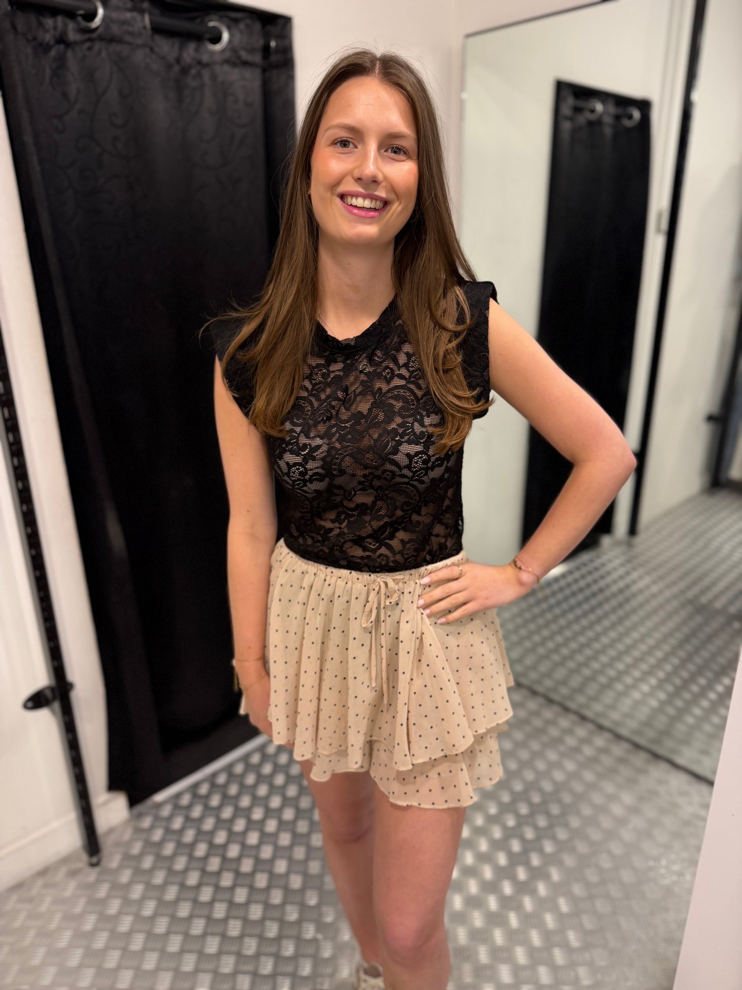 Creme lace top