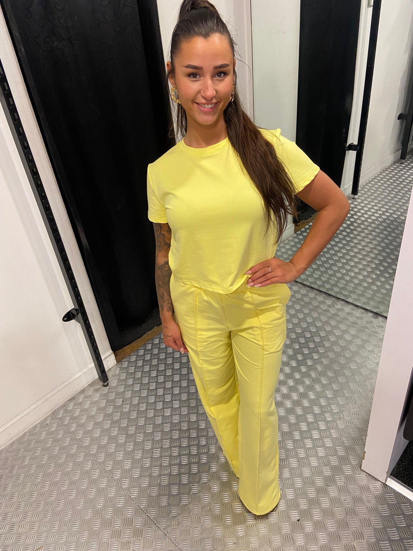 Yellow wide leg jogging pants by swan
