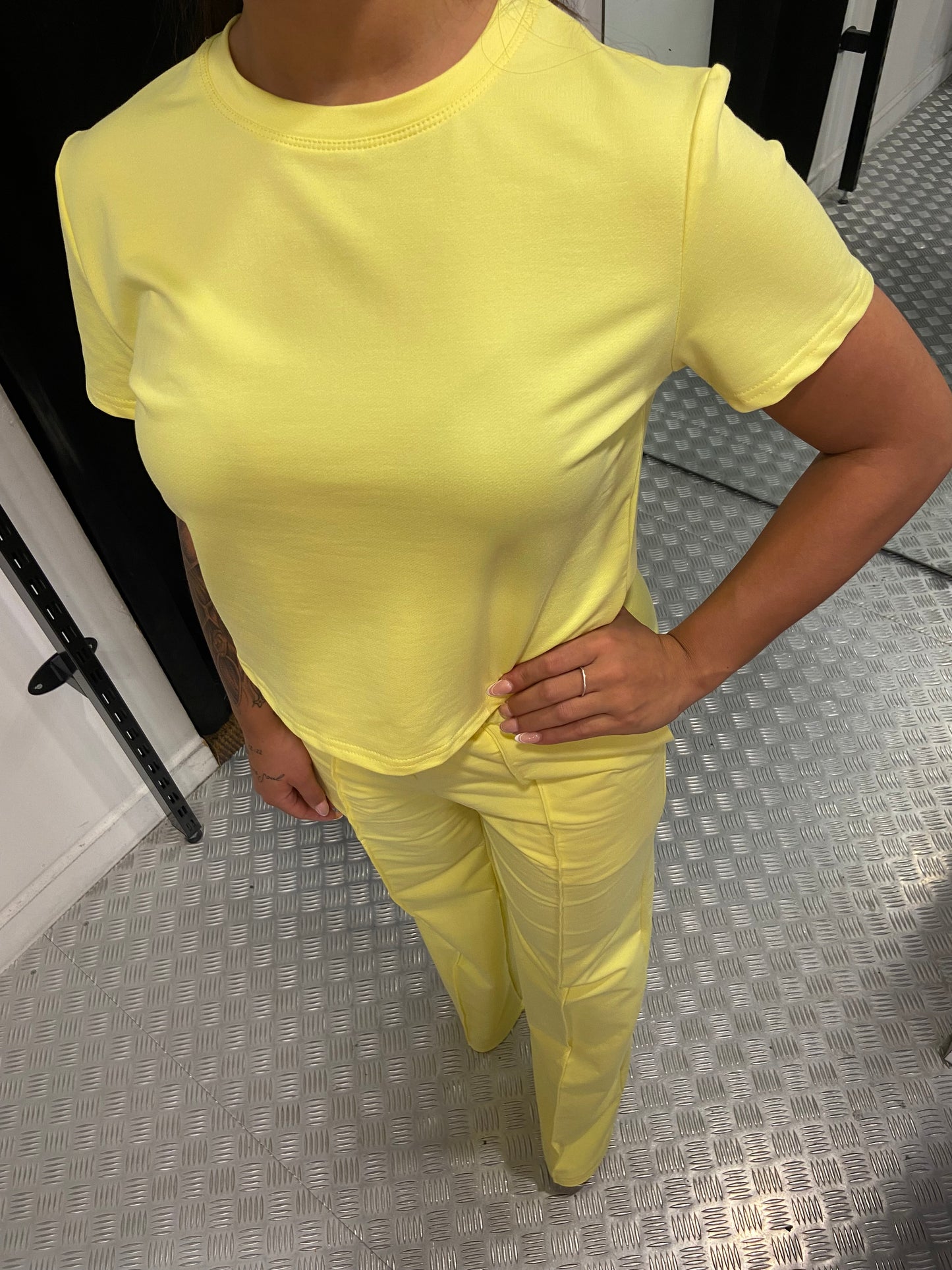Yellow wide leg jogging pants by swan