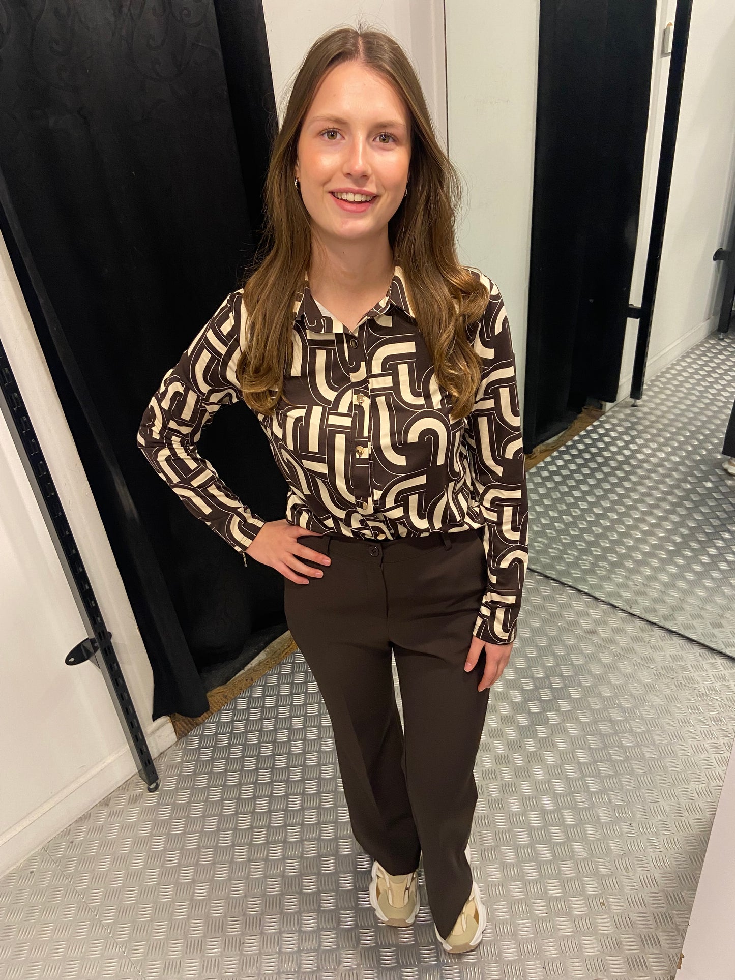 Brown traffic blouse by swan