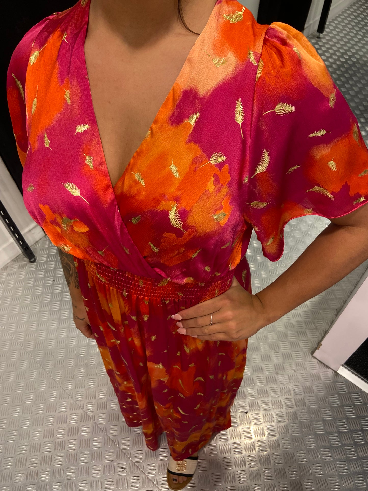 Pink feather dress