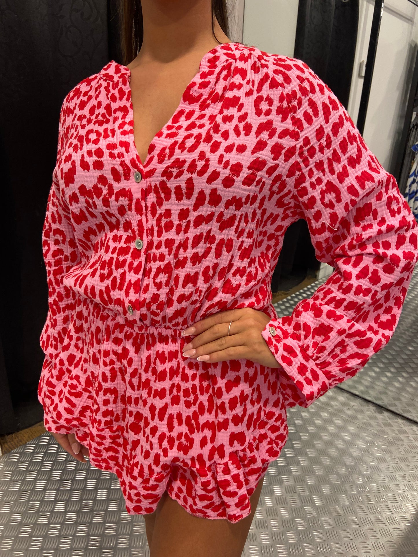 Panther cotton playsuit