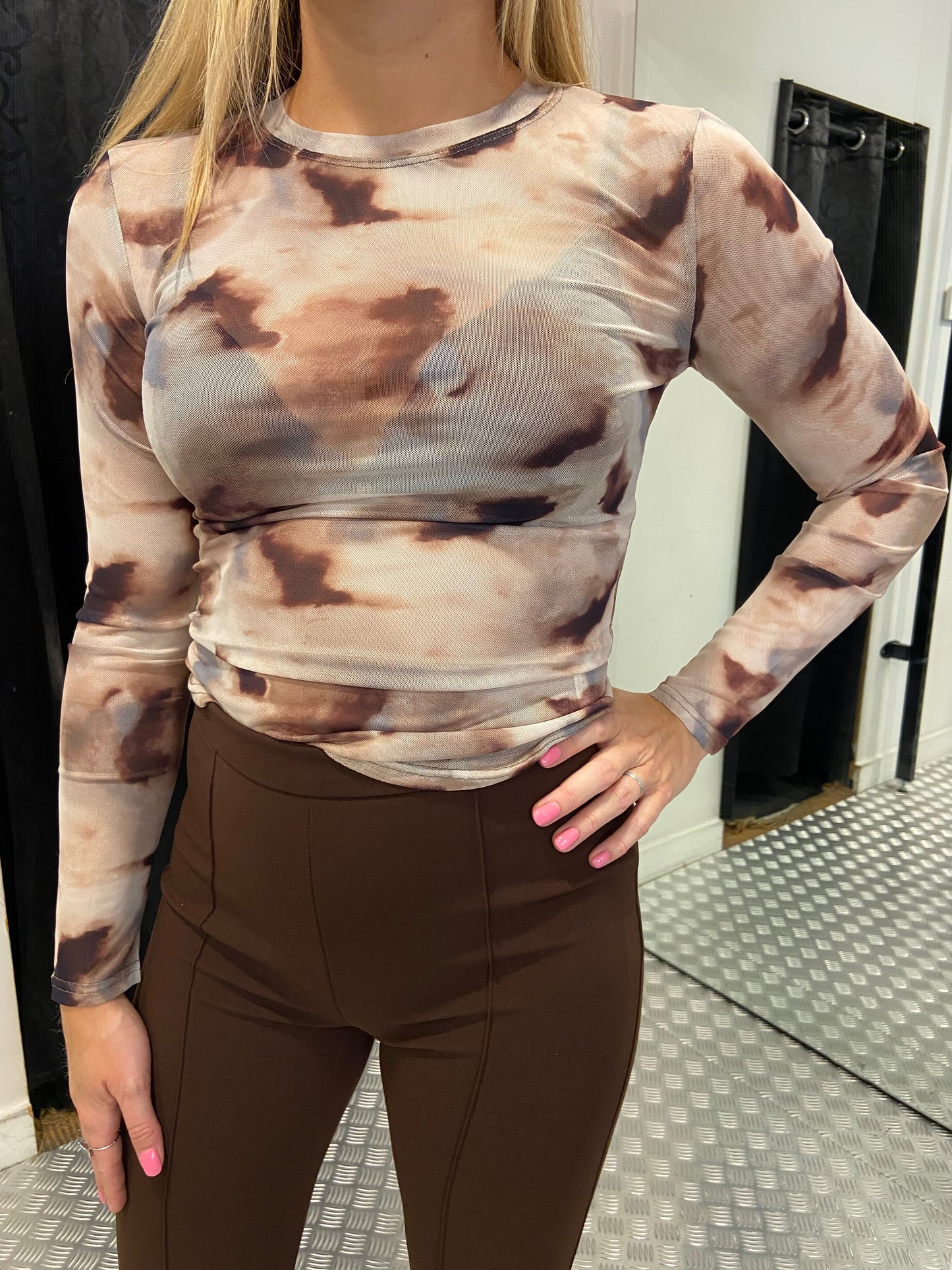 Beige mesh top by swan