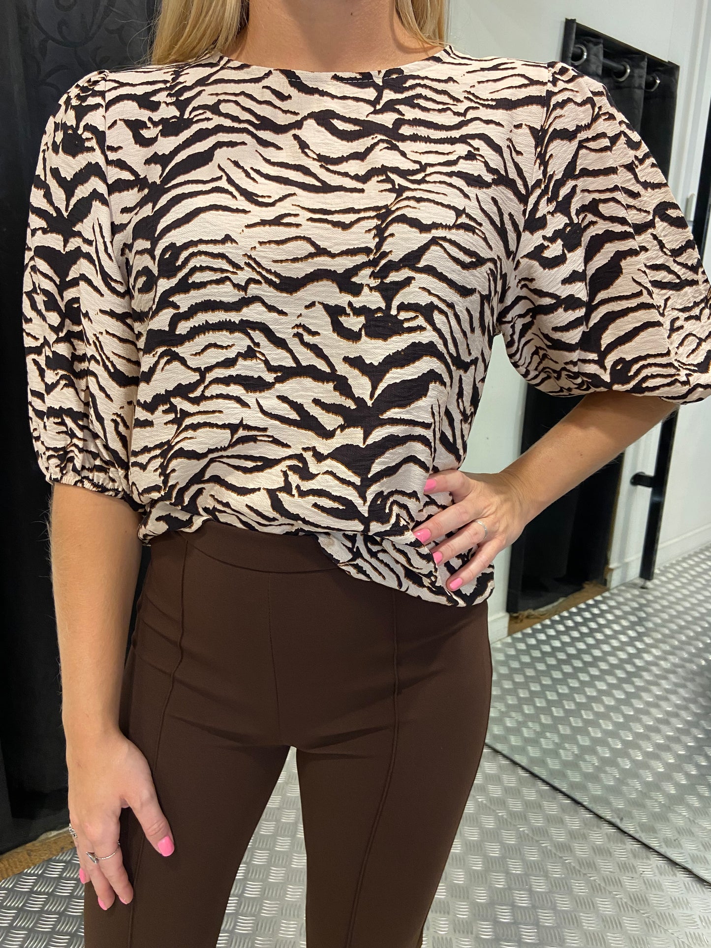 Beige zebra blouse