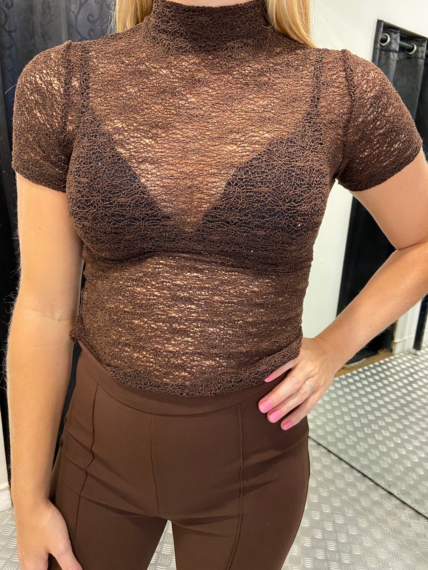 Brown lace top
