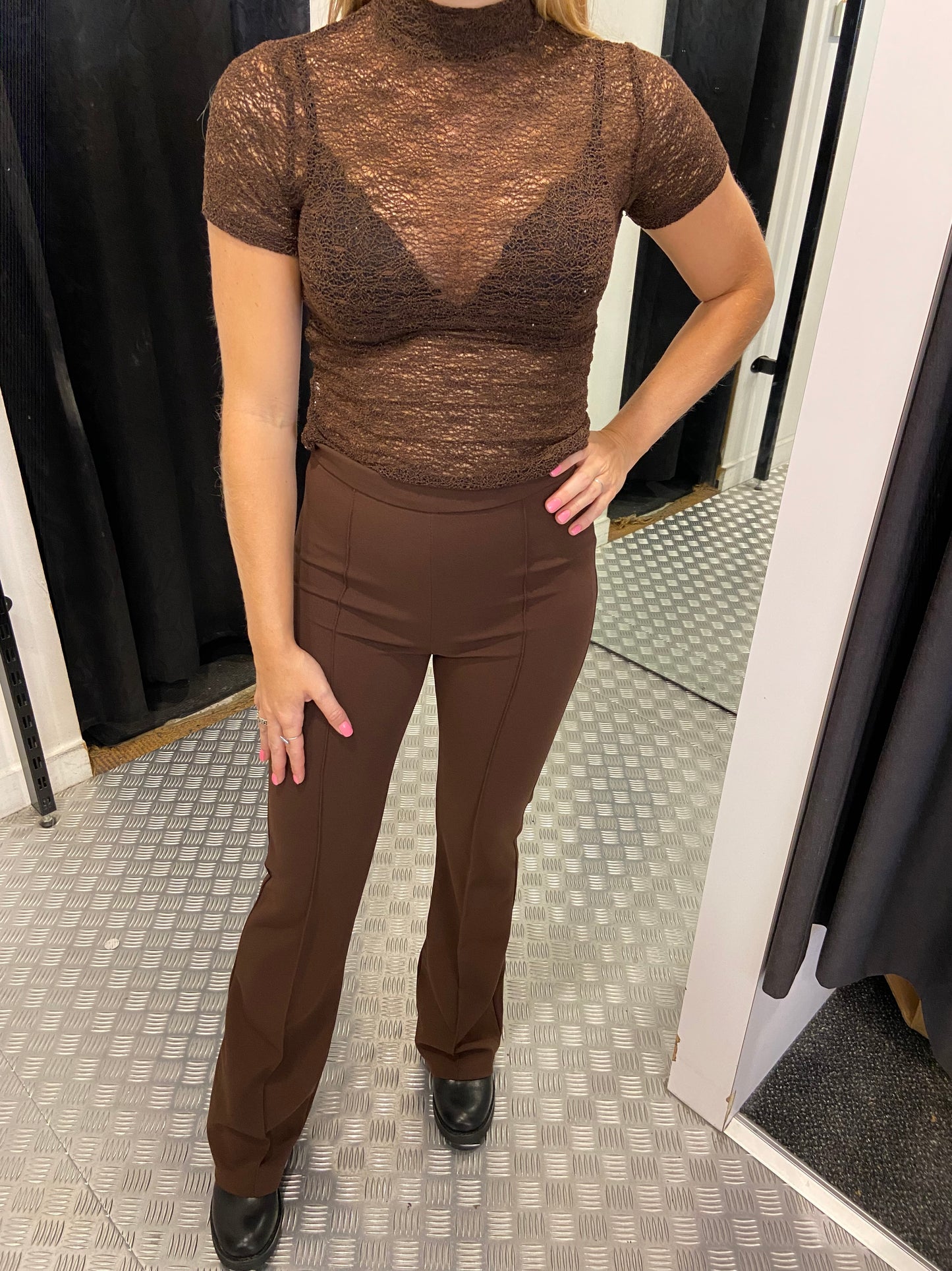 Brown lace top