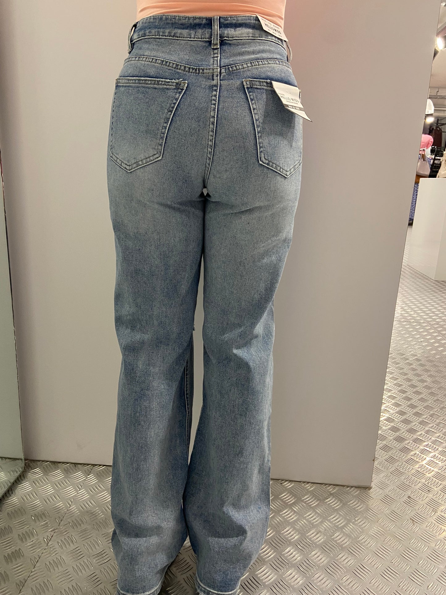 Ripped wide leg jeans