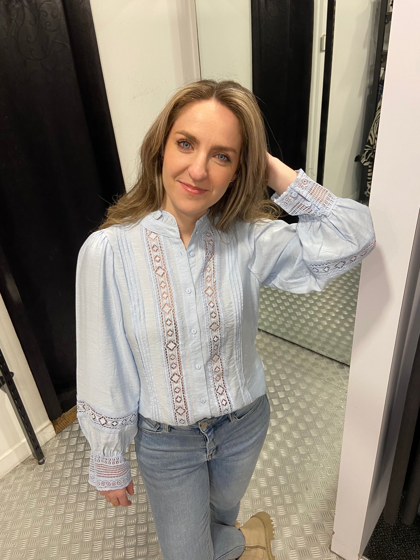 Baby blue lace blouse