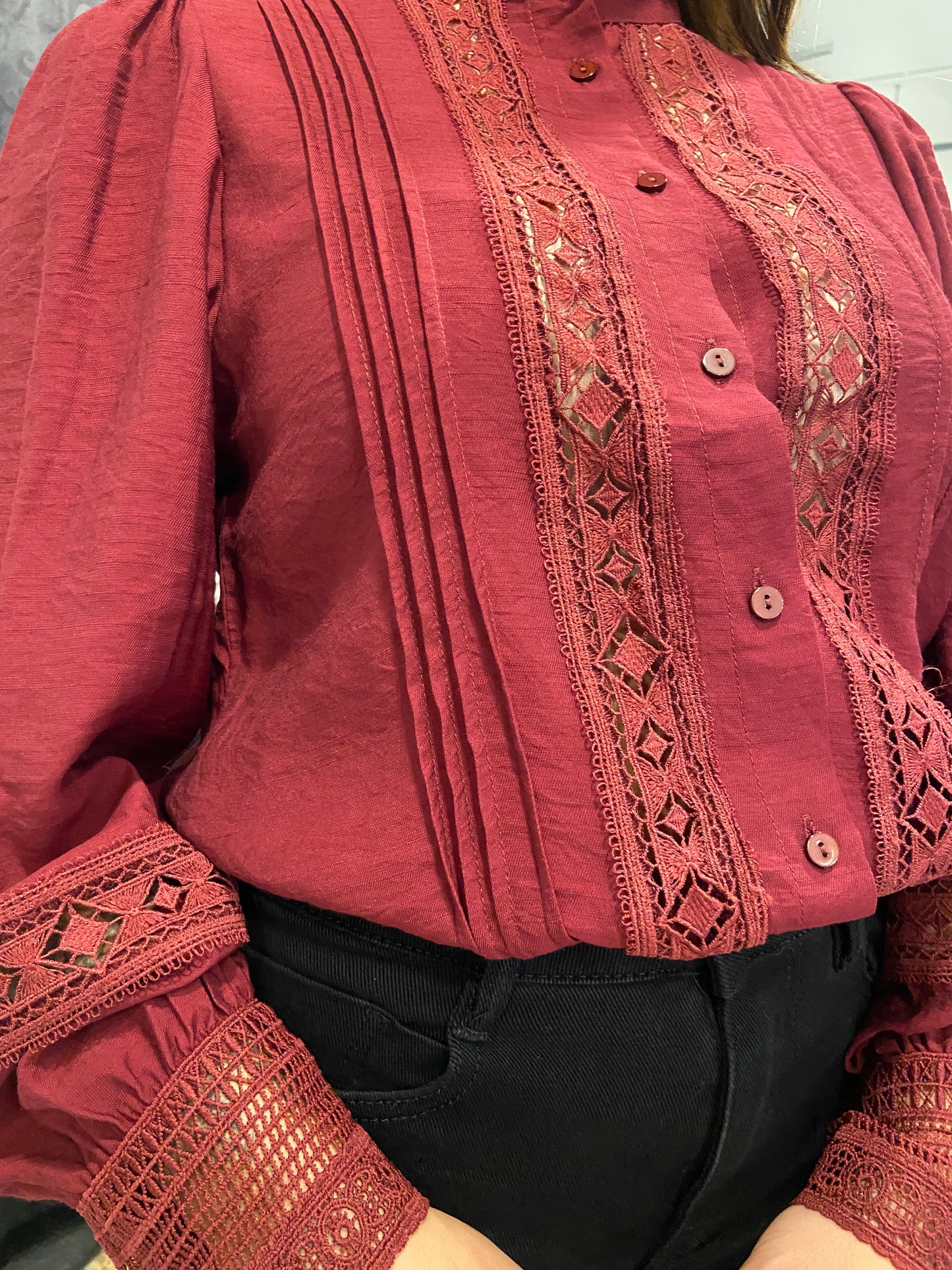Bordeaux lace blouse