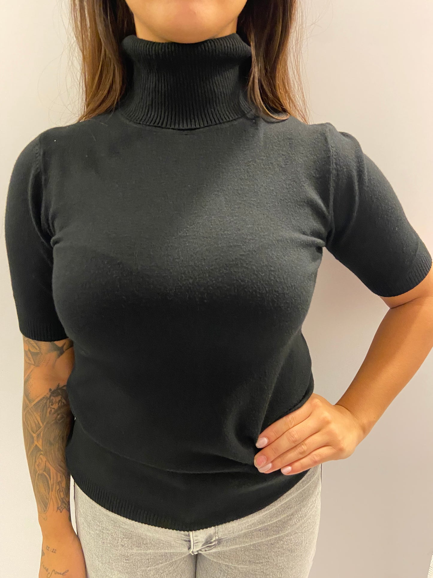Zwarte top met col