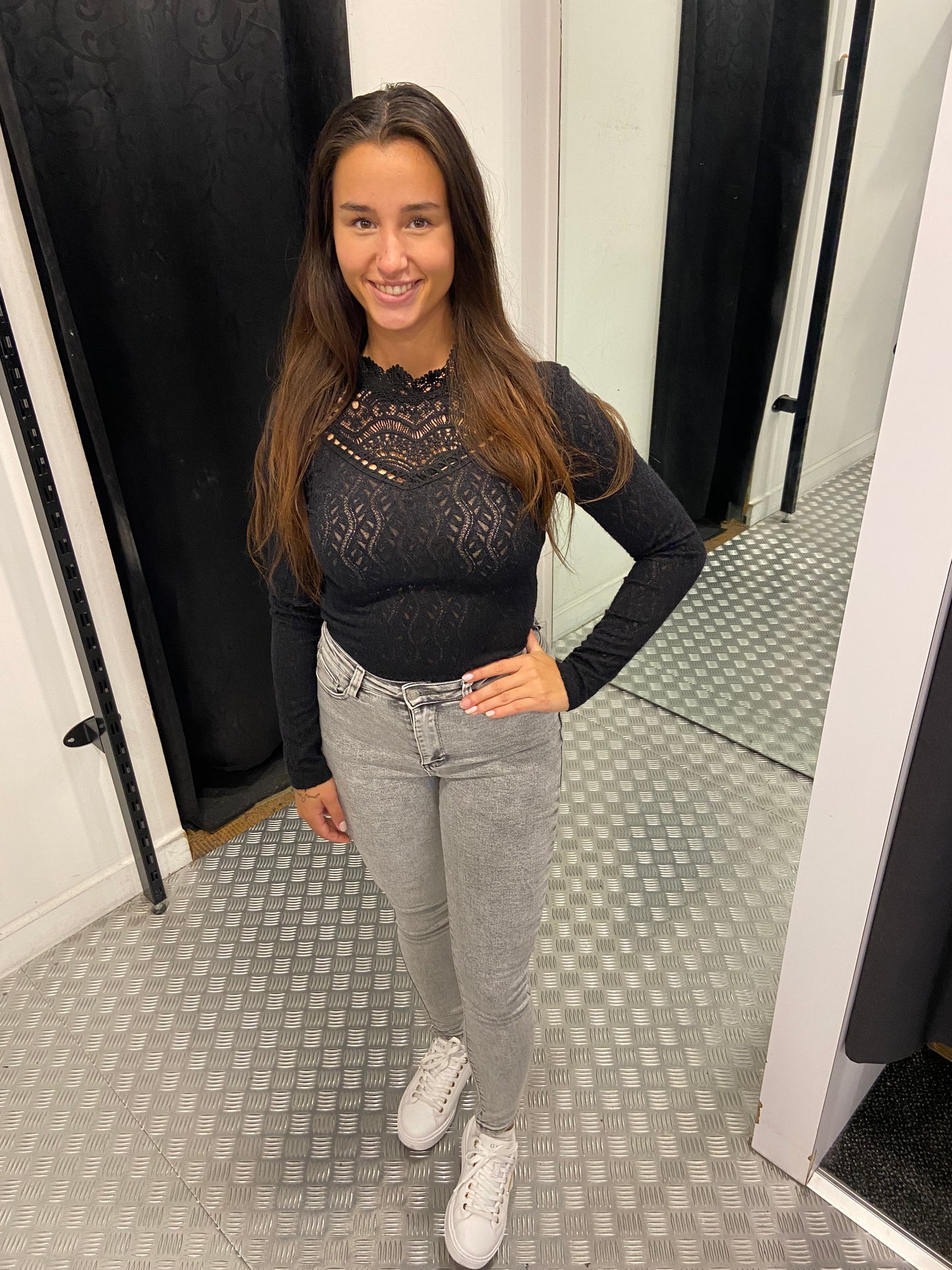 Black soft lace top