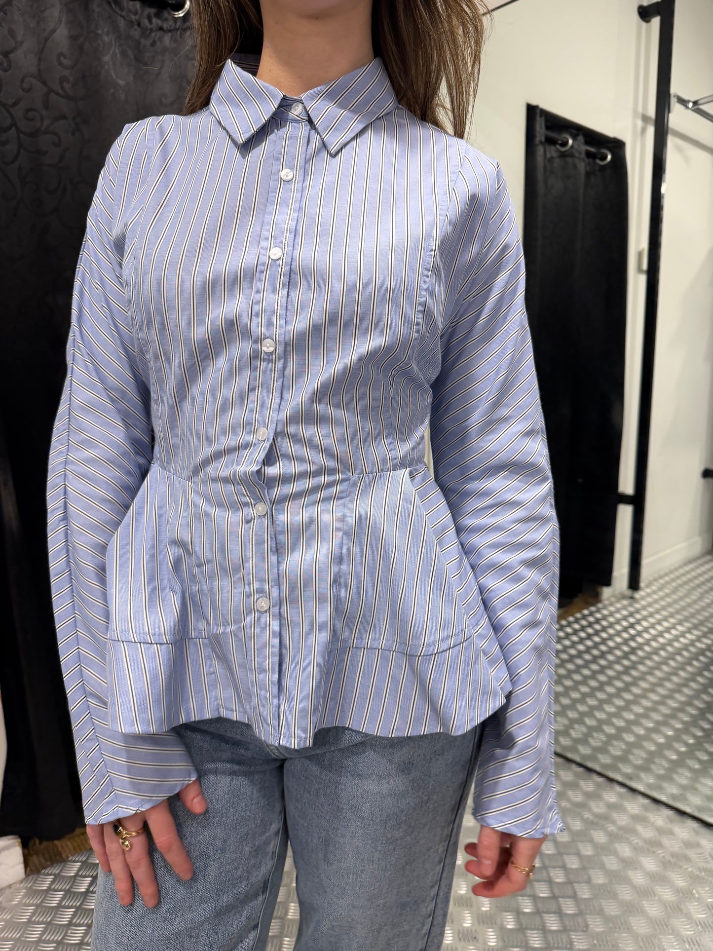 Striped peplum blouse