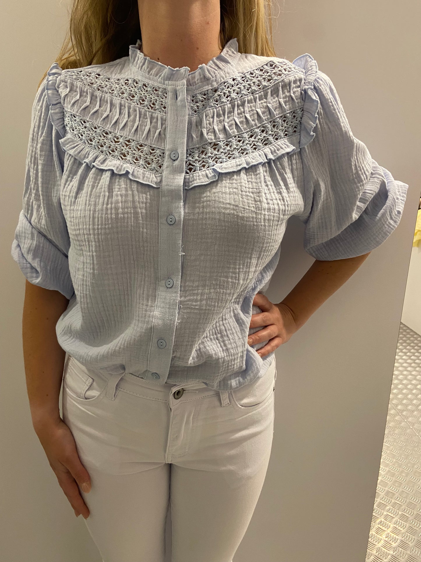 Baby blue cotton blouse