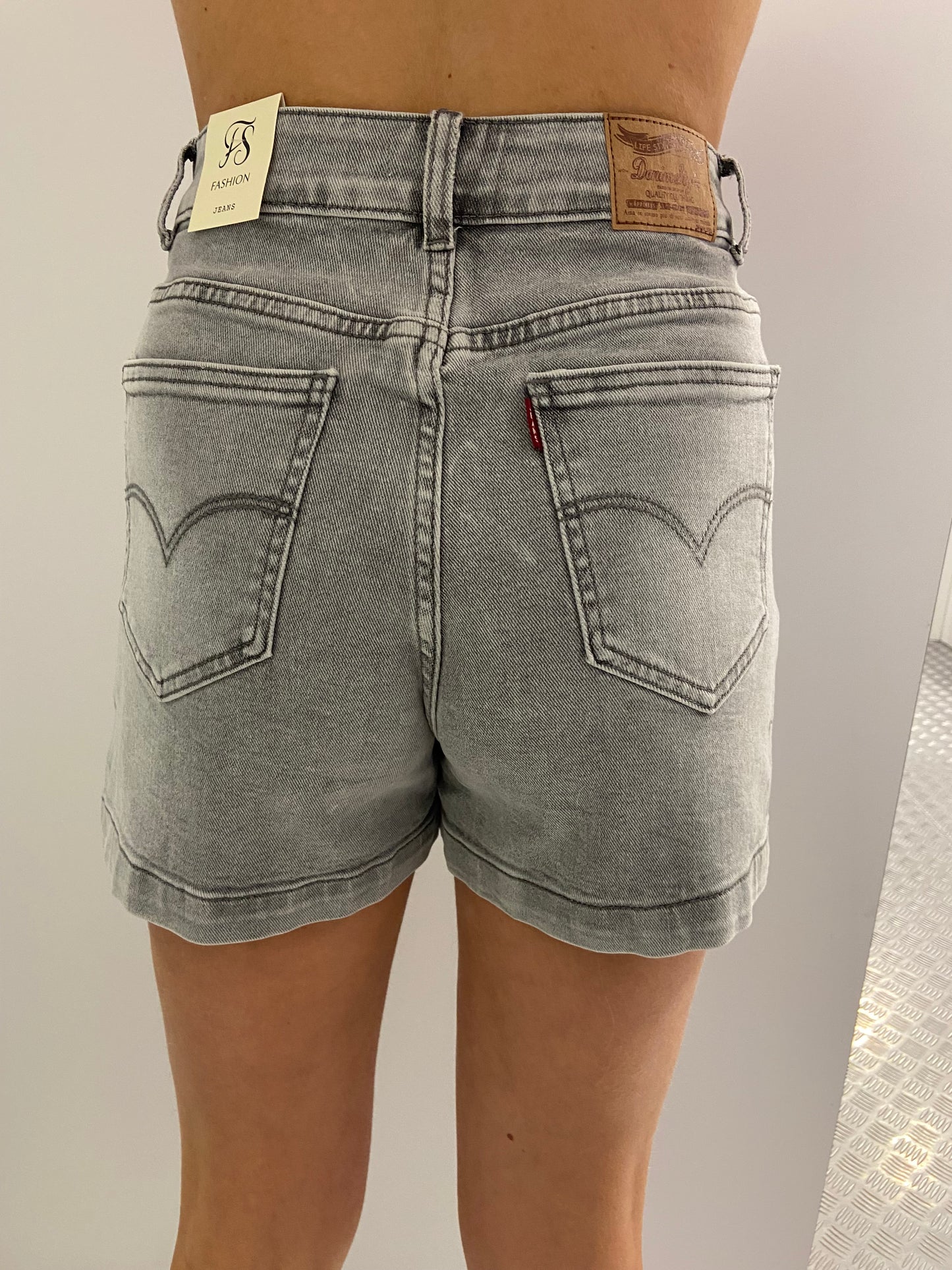 Grijze denim short
