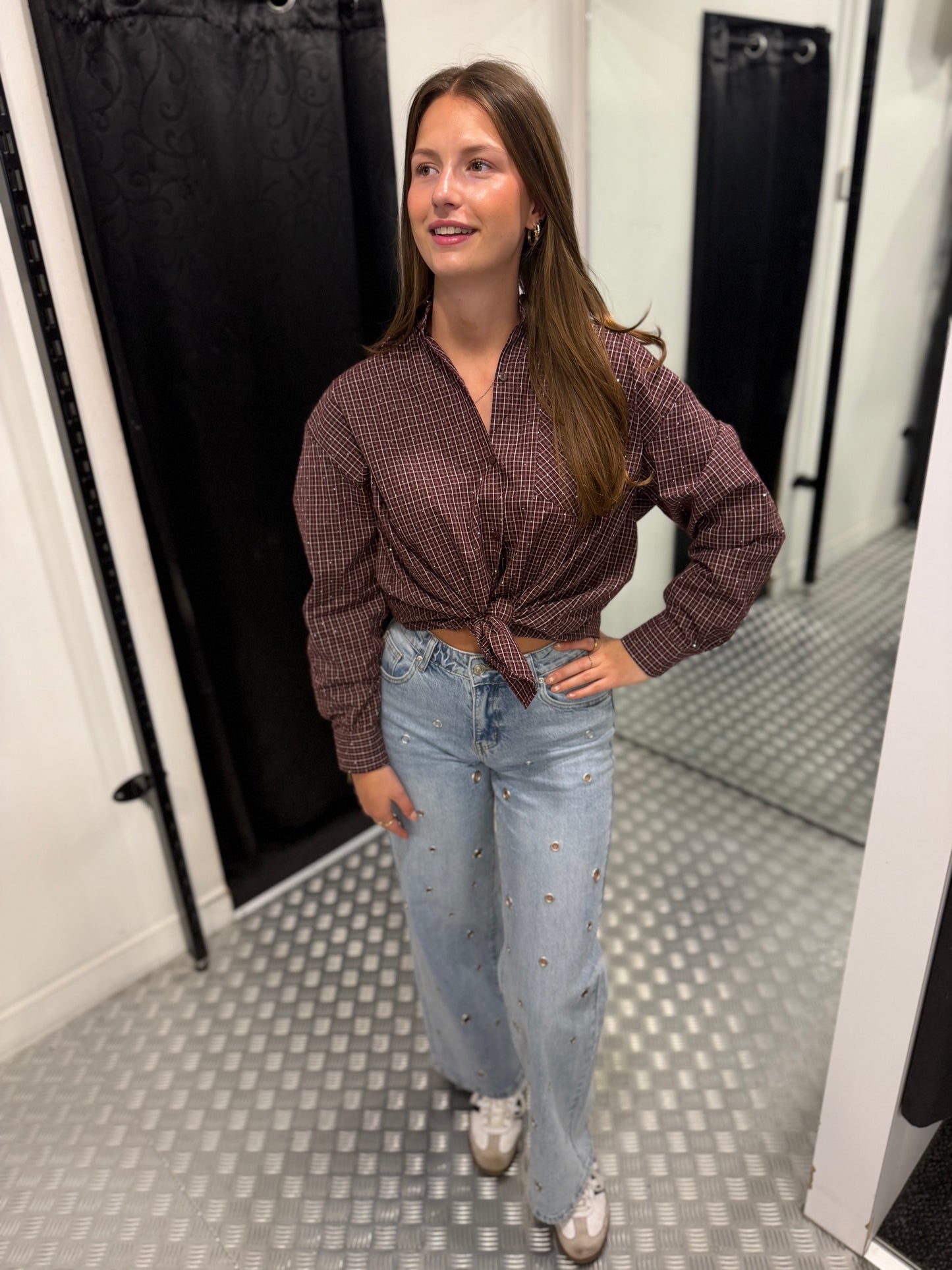 Strass plum oversized blouse