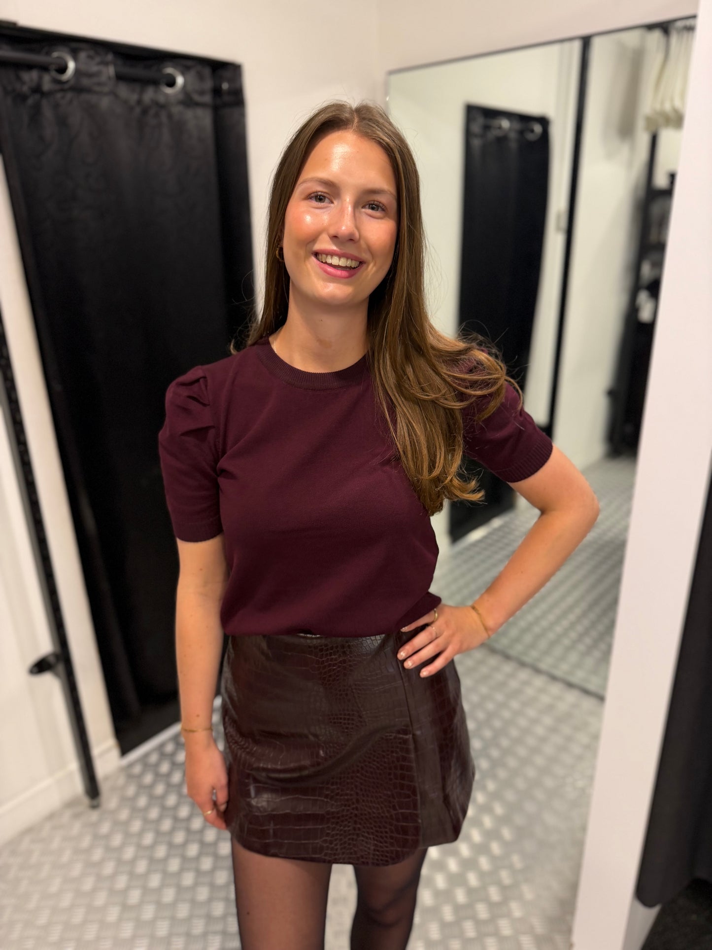 Plum snake leatherlook skort