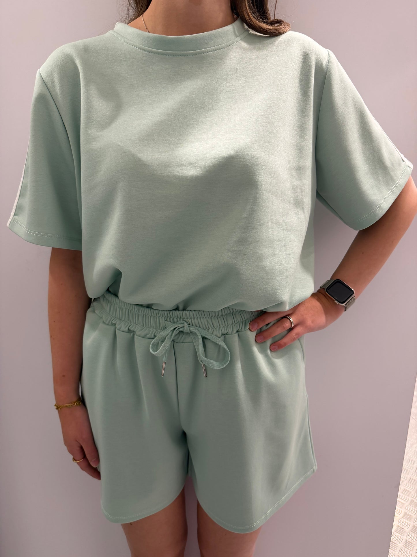 Comfy striped set mintgroen