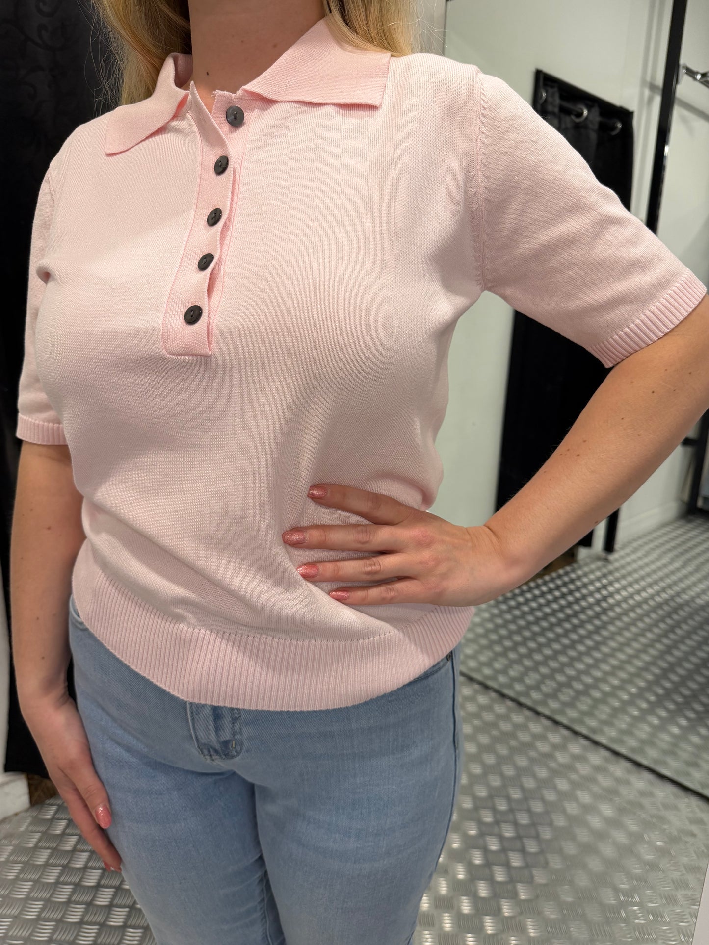 Gele soft polo top