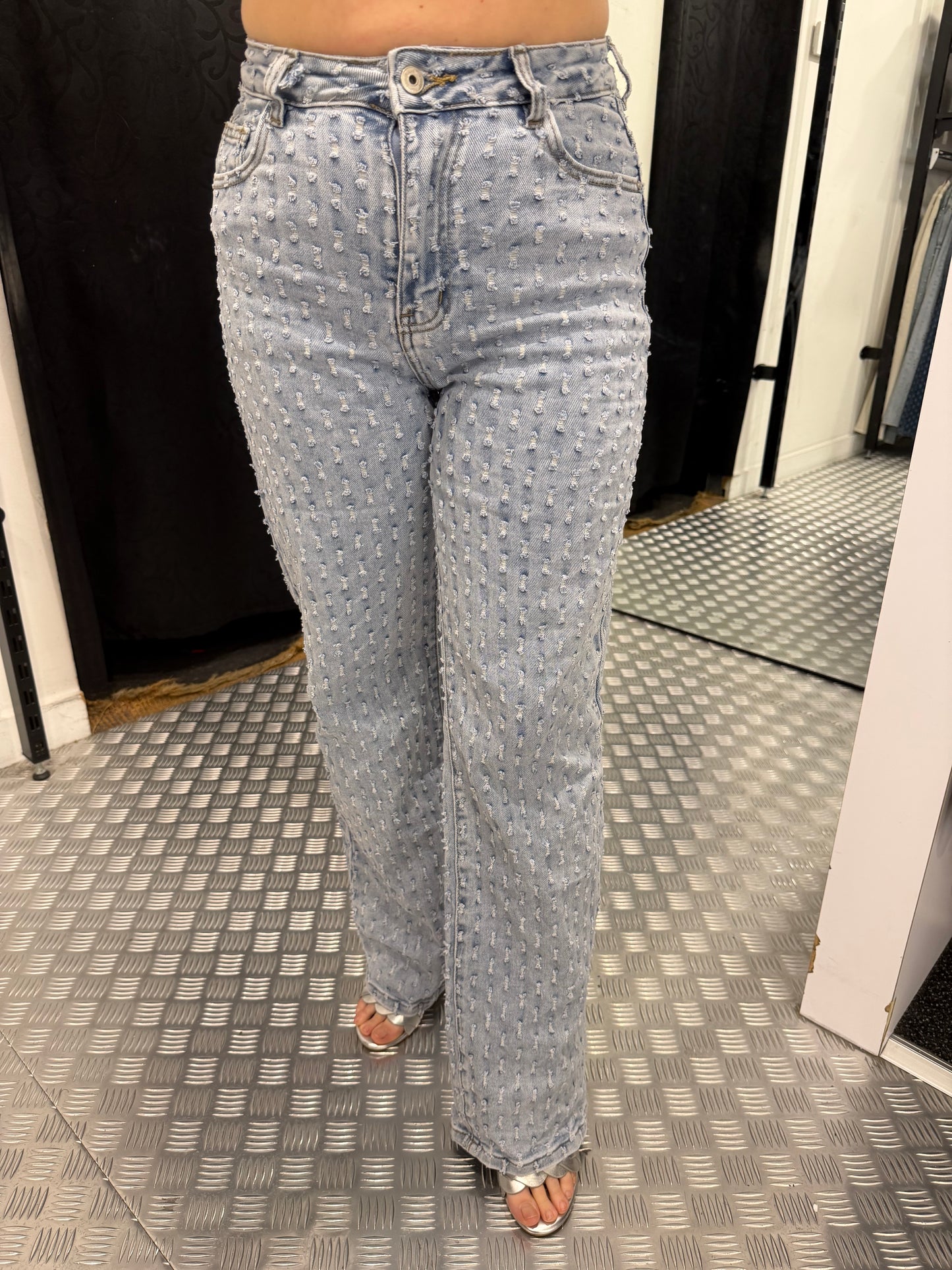 Pink strine wide leg jeans HM