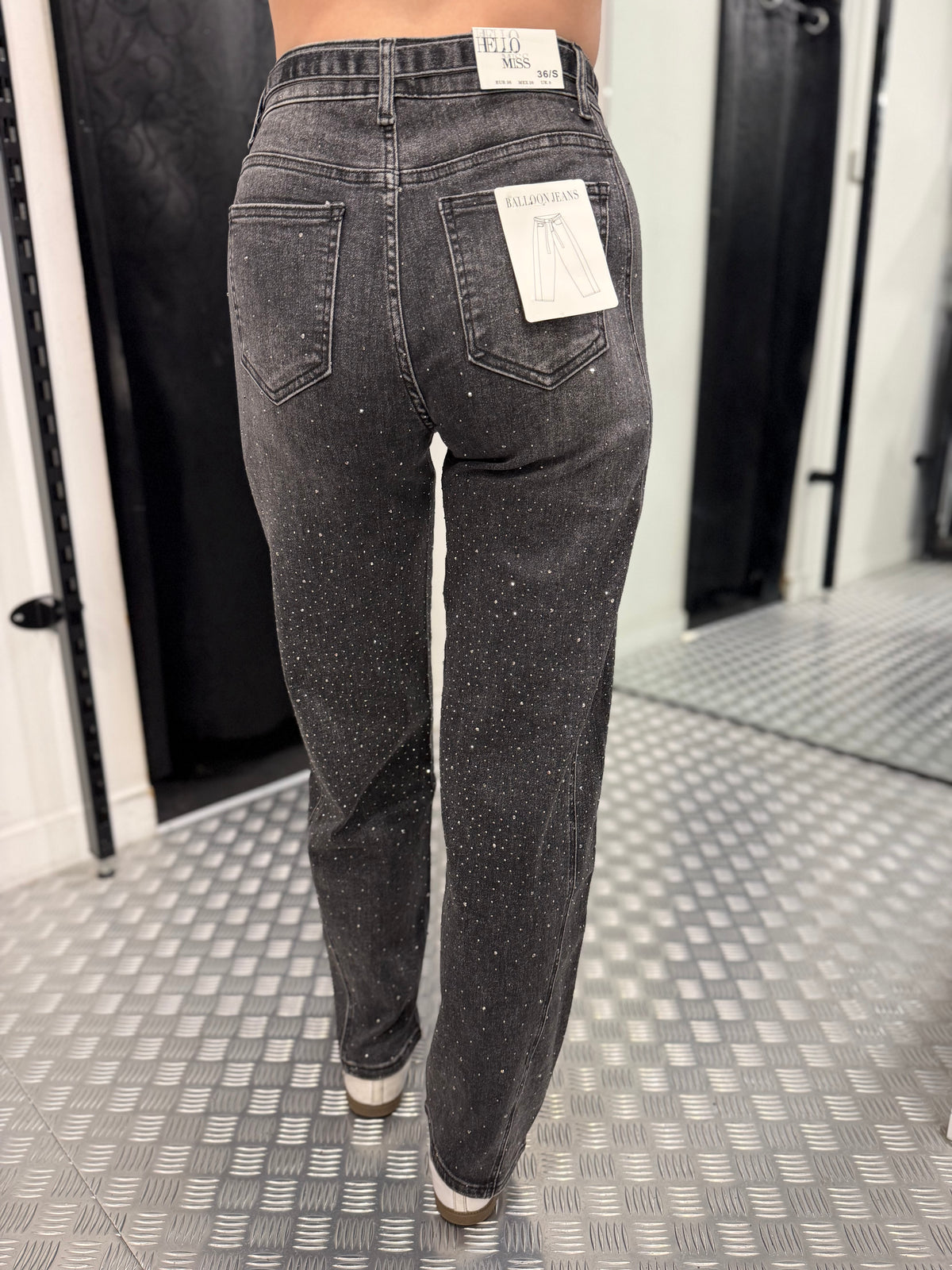 Stonewashed strass ballon jeans HM