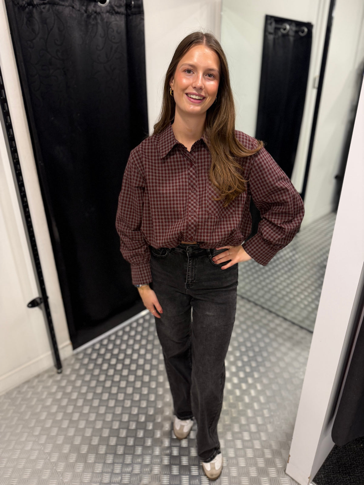 Aubergine squared cropped blouse