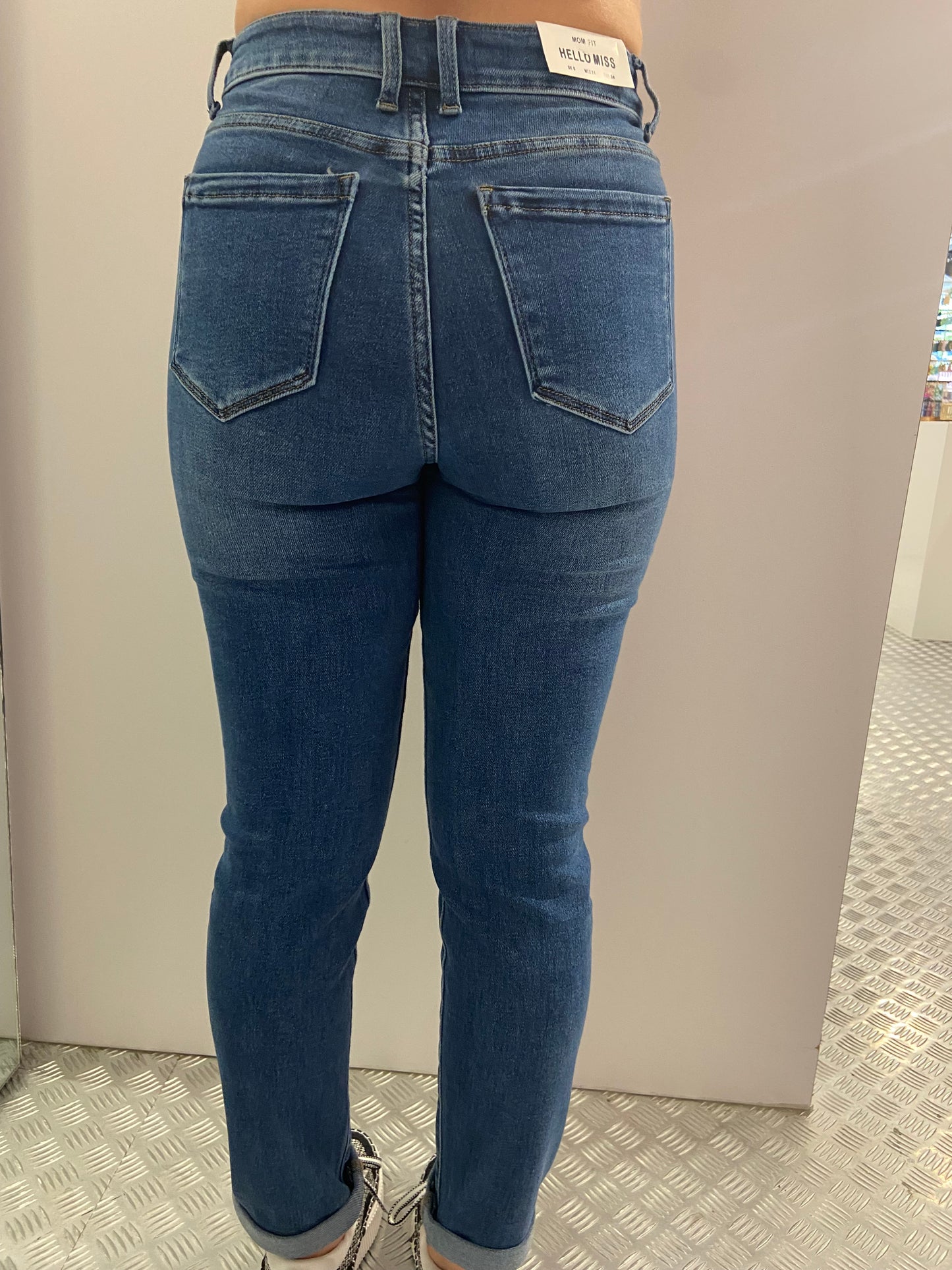 Blauwe mom fit jeans HM