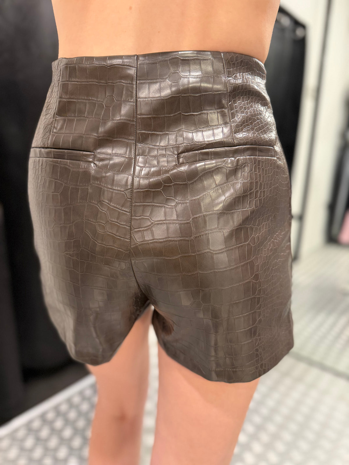 Brown snake leatherlook skort