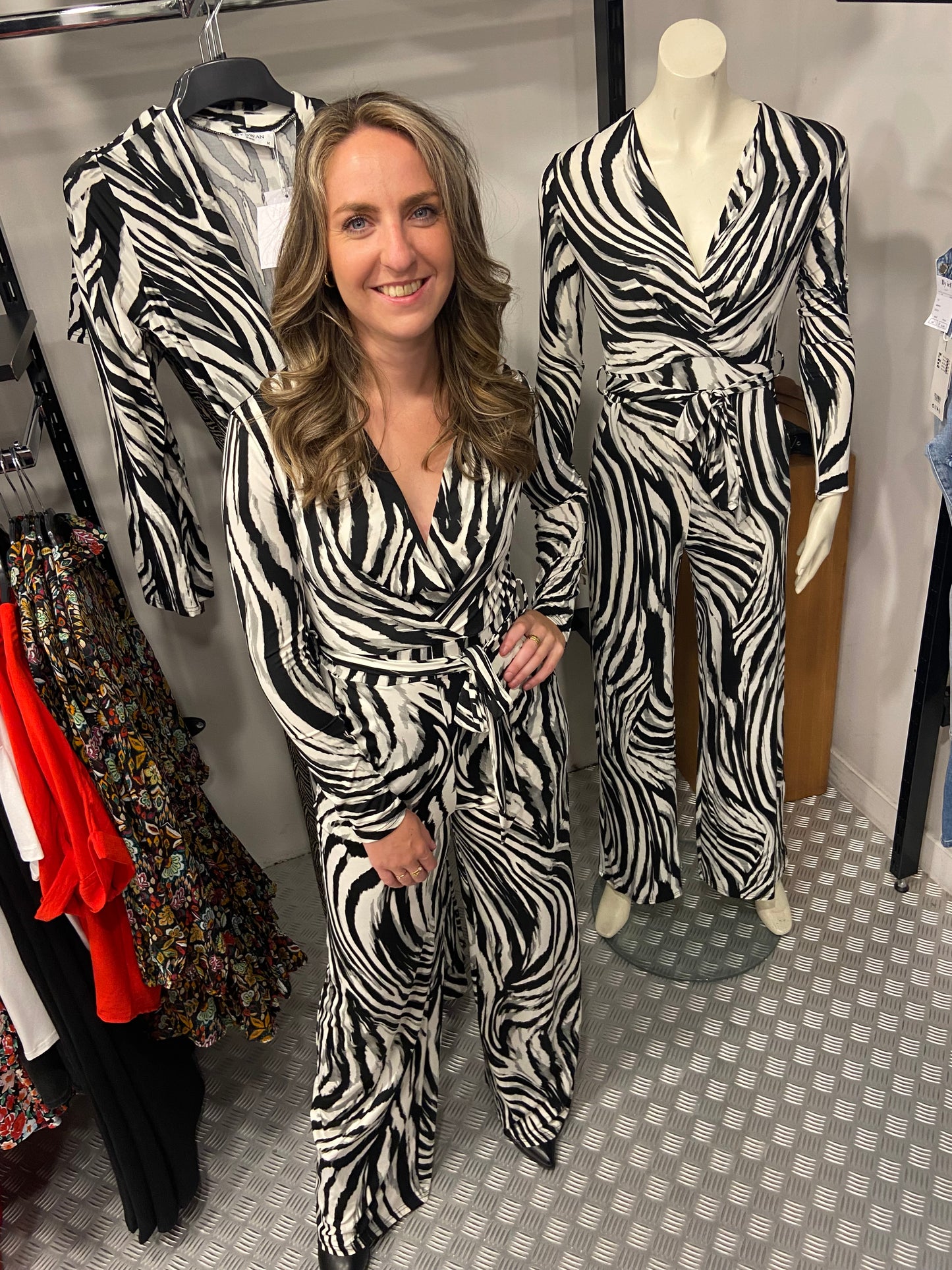 Grey zebra jumpsuit By swan