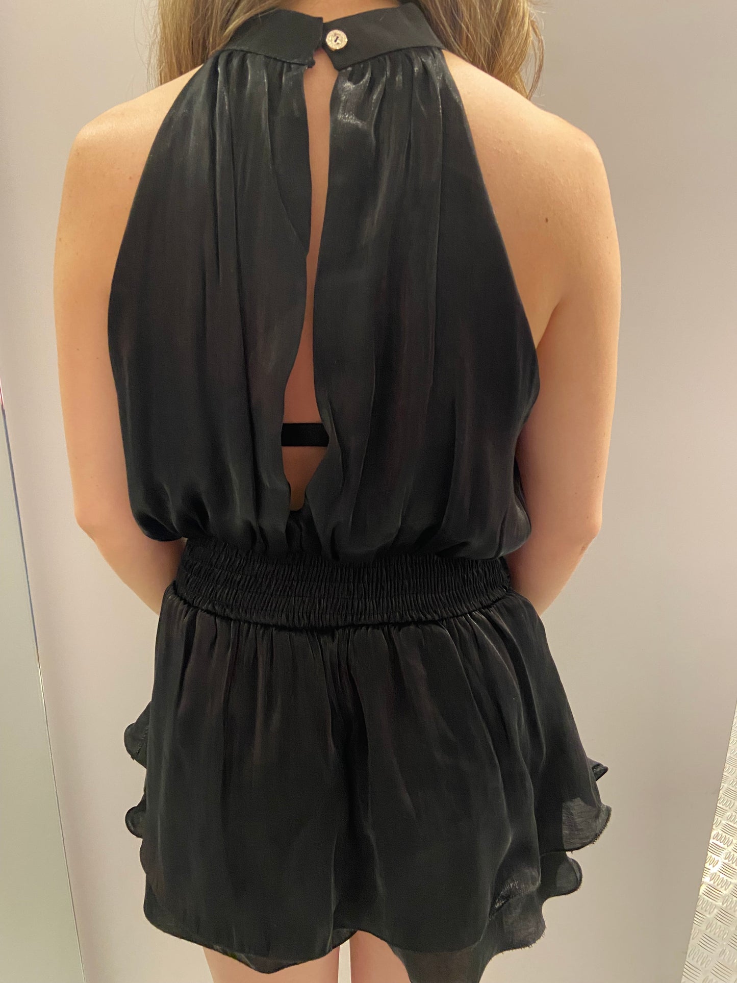 Black shiny playsuit