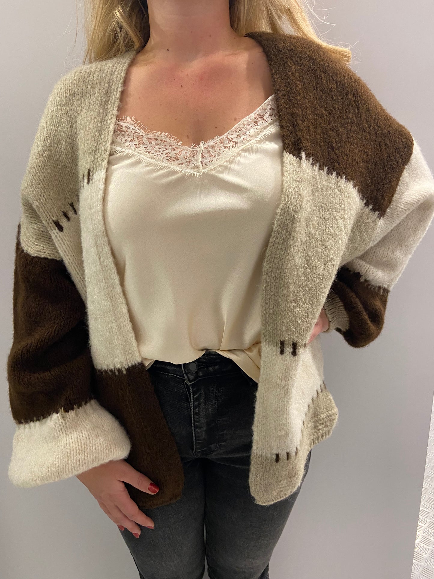 Brown knit cardigan