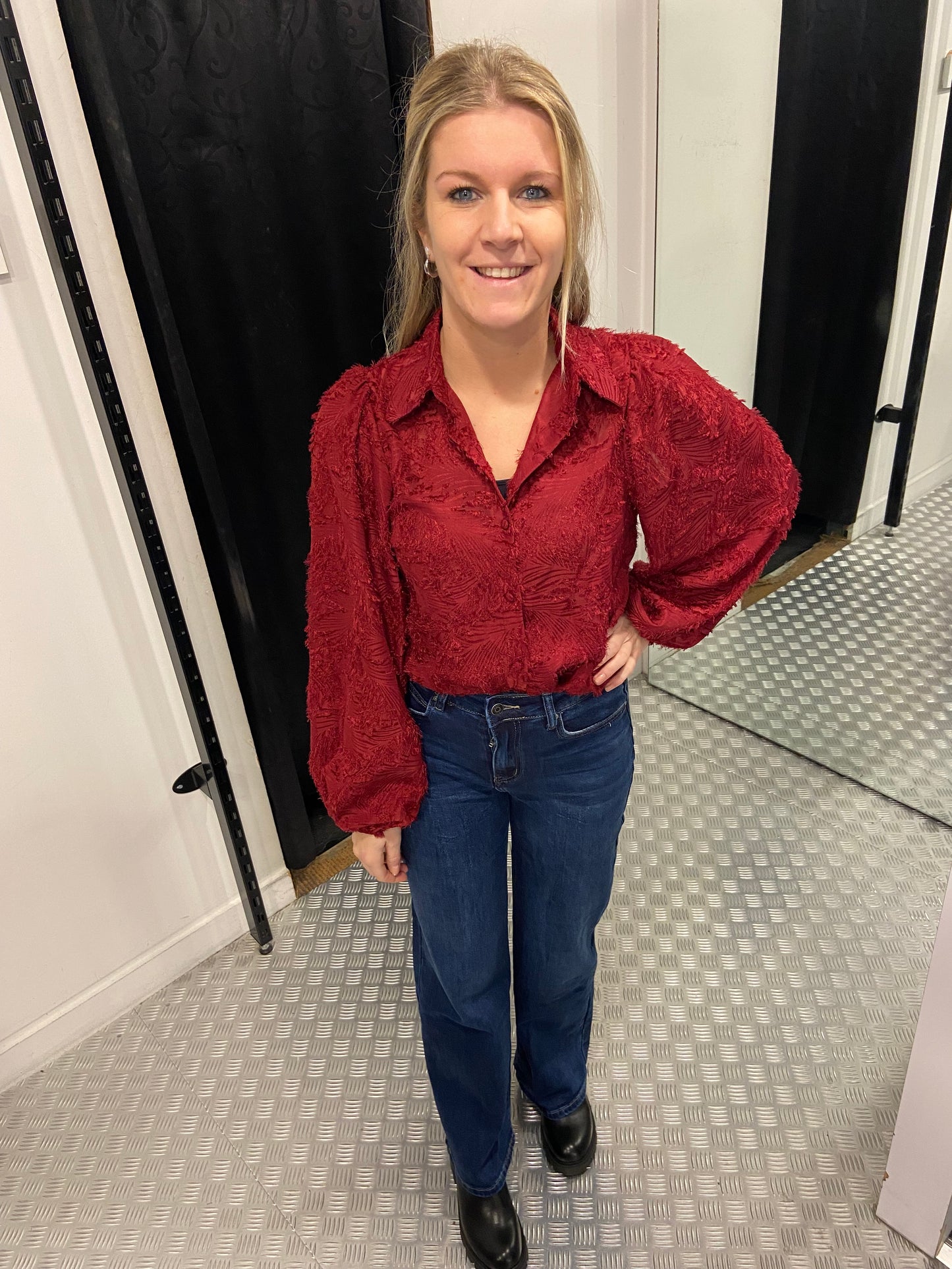 Donkerblauwe wide leg jeans HM