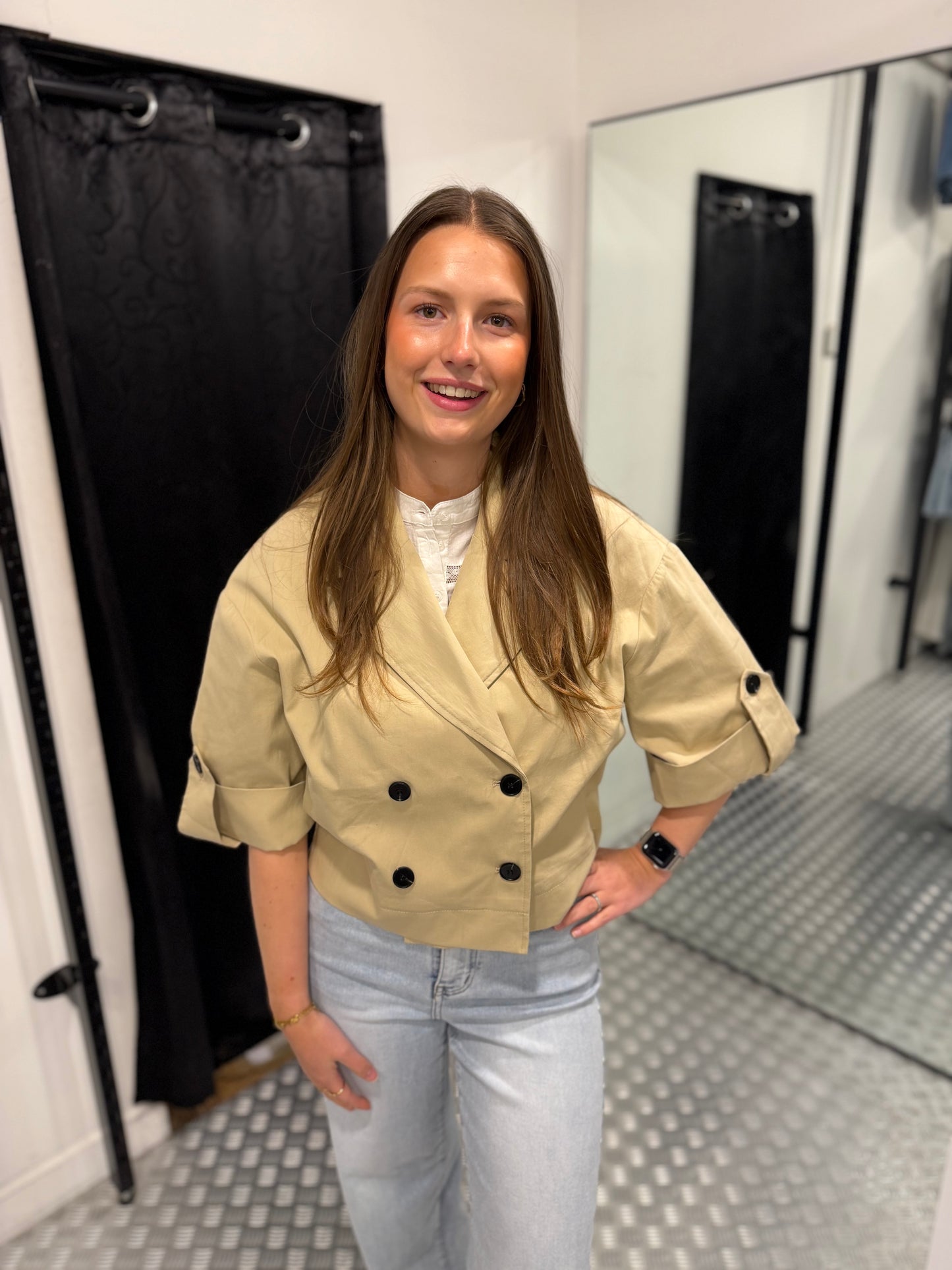 Cropped taupe sima jacket