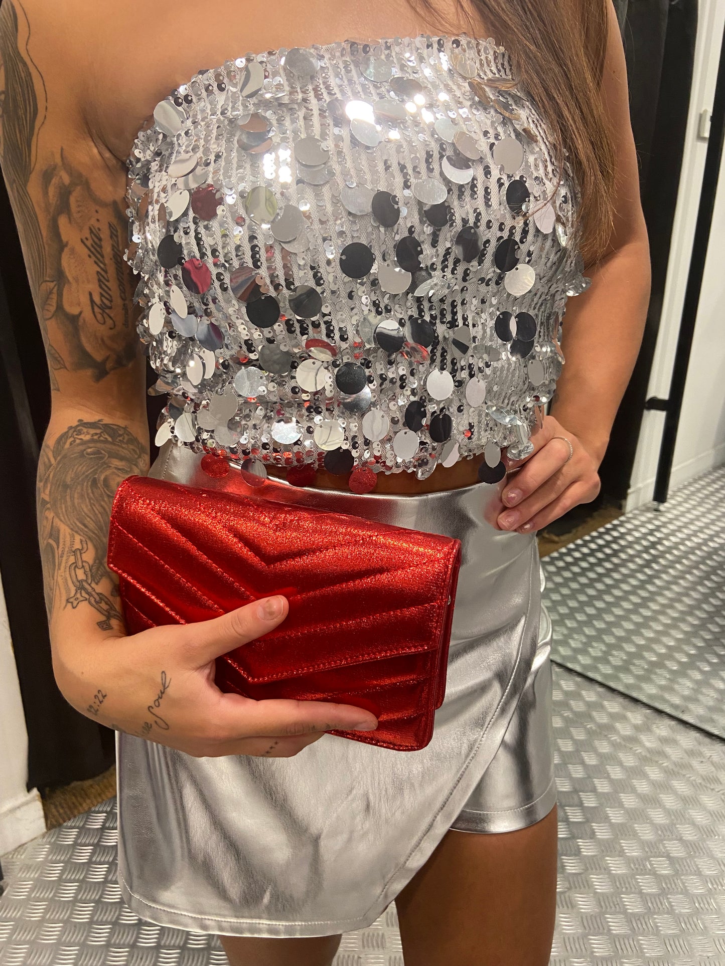 Red party clutch