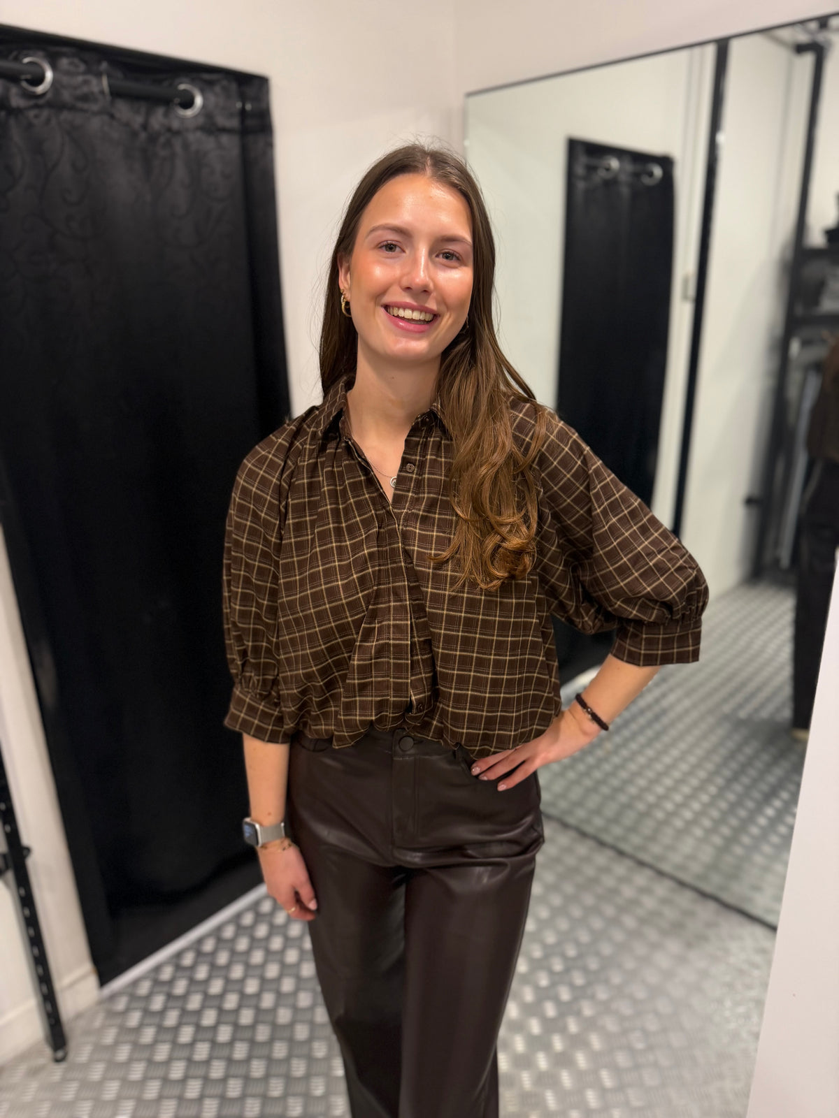 Brown cropped squared blouse
