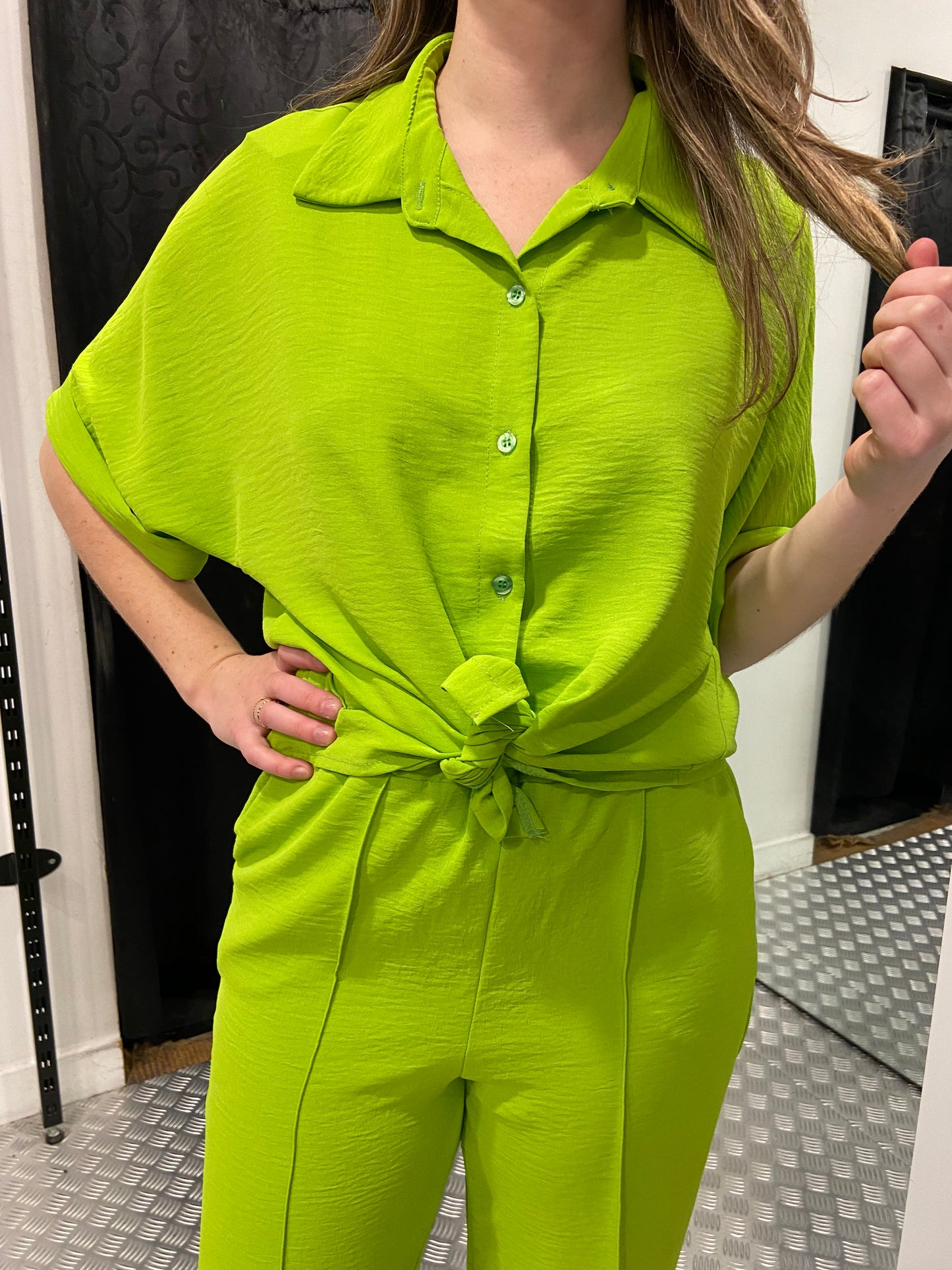 Lime blouse met knopen