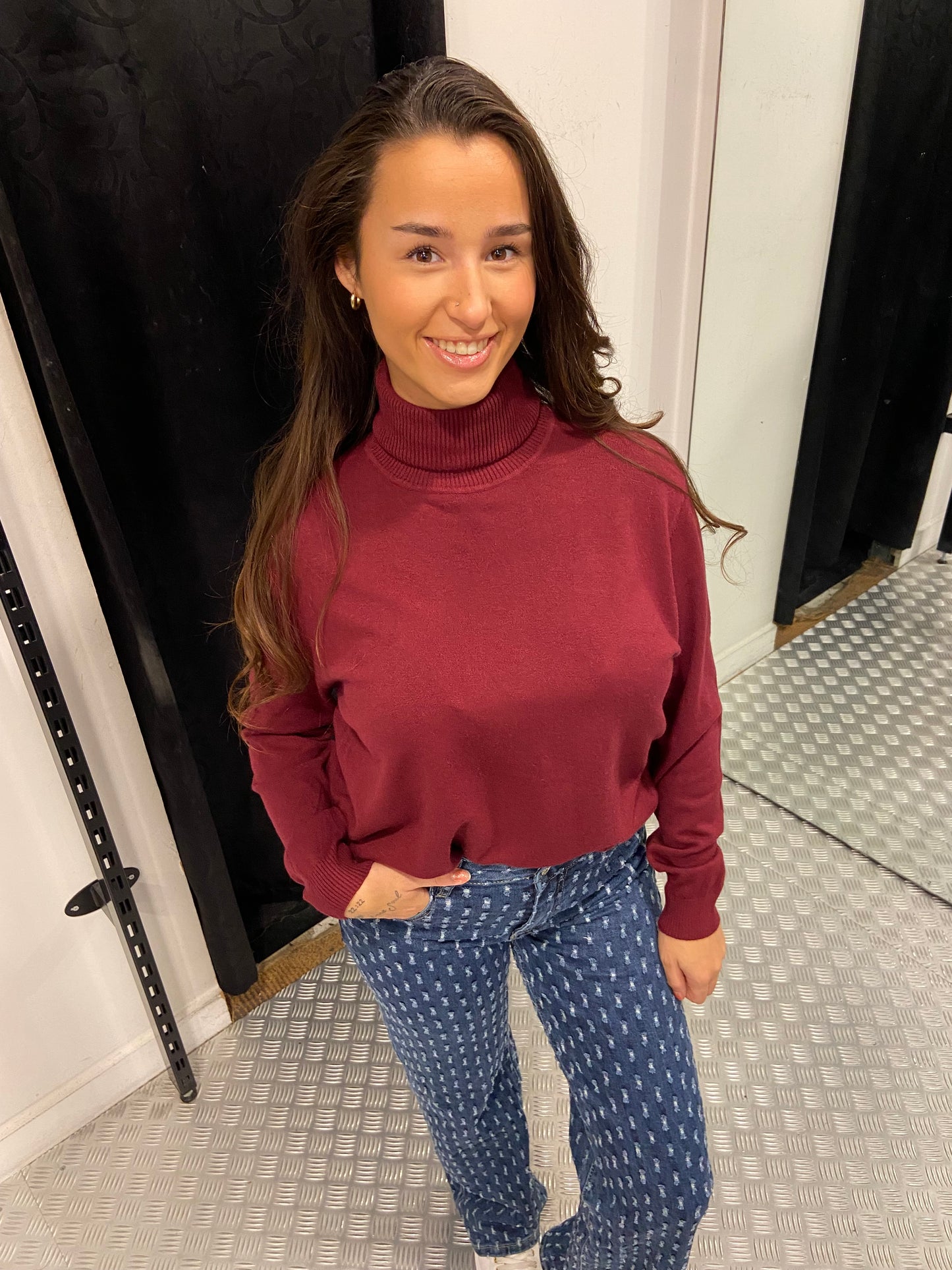 Bordeaux top met col