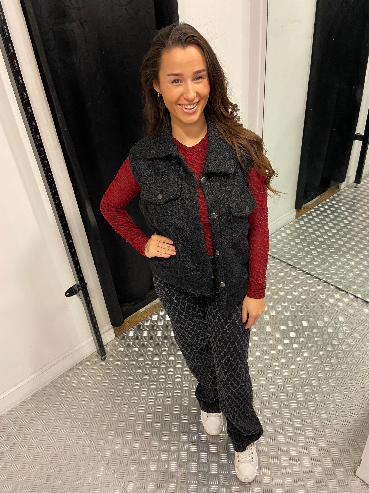 Black strass strine wide leg jeans