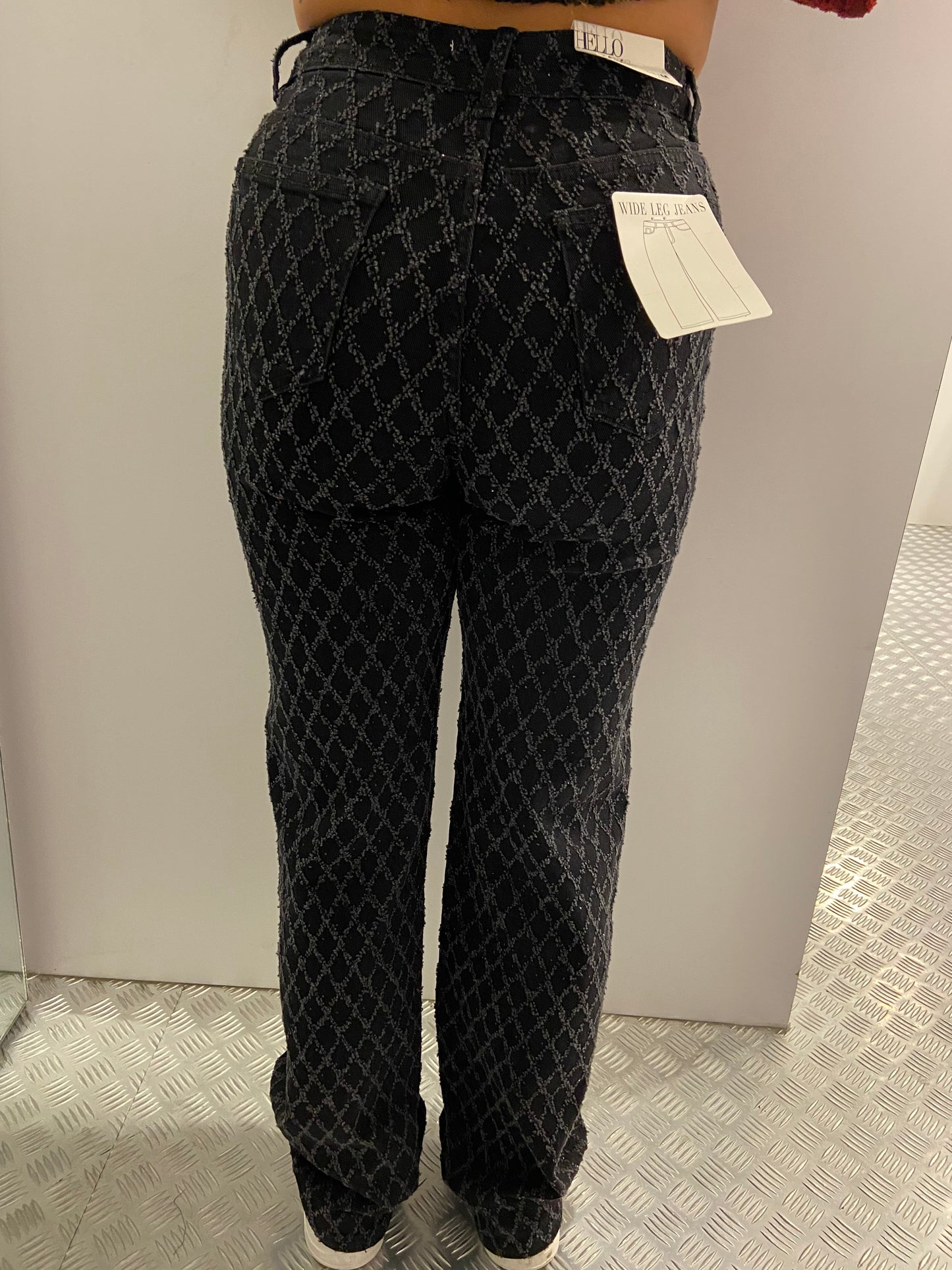 Black strass strine wide leg jeans