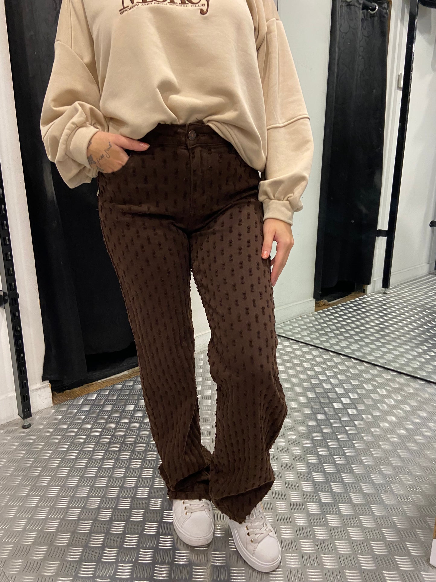 Bruine strine wide leg HM