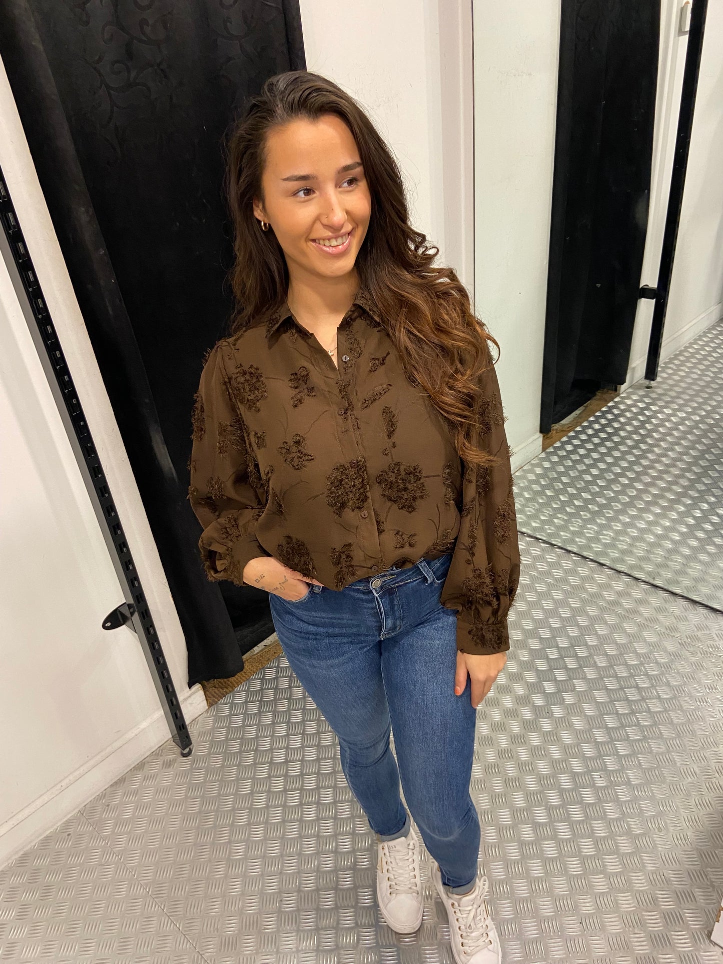 Fluffy brown blouse
