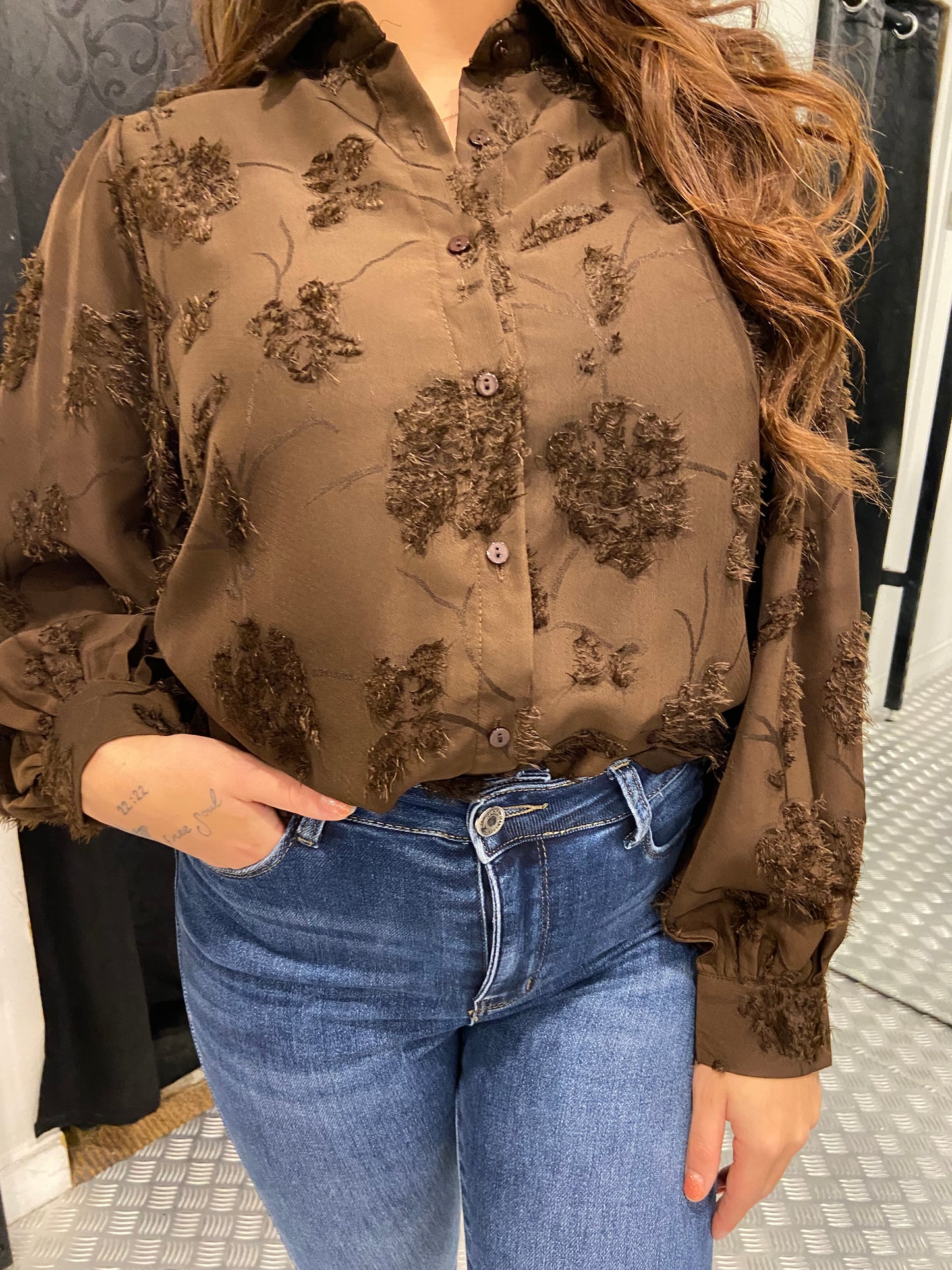 Fluffy brown blouse