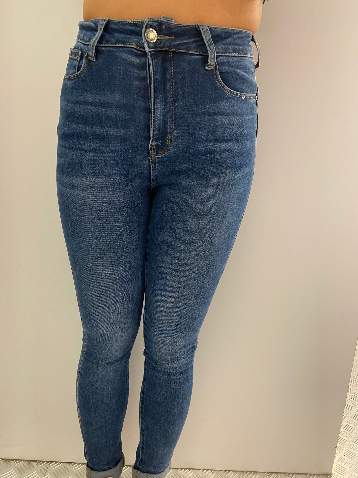 Donkerblauwe skinny push up HM
